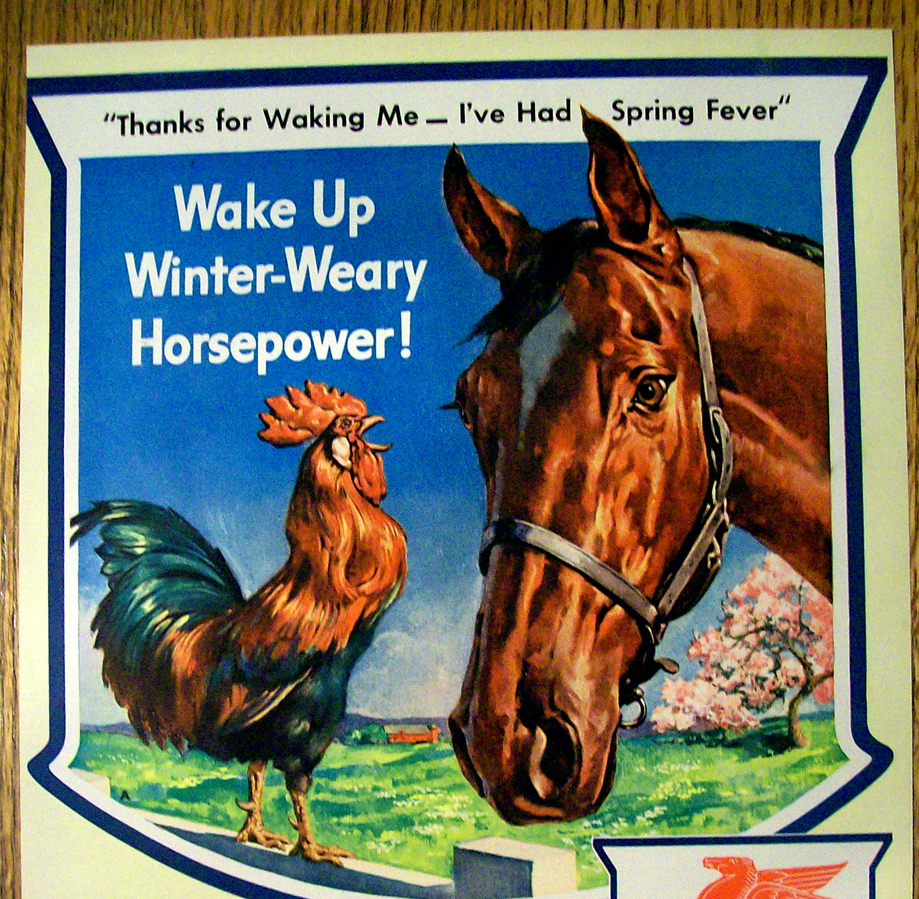1943 Mobil Gas & Mobil Oil with Horse & Rooster
