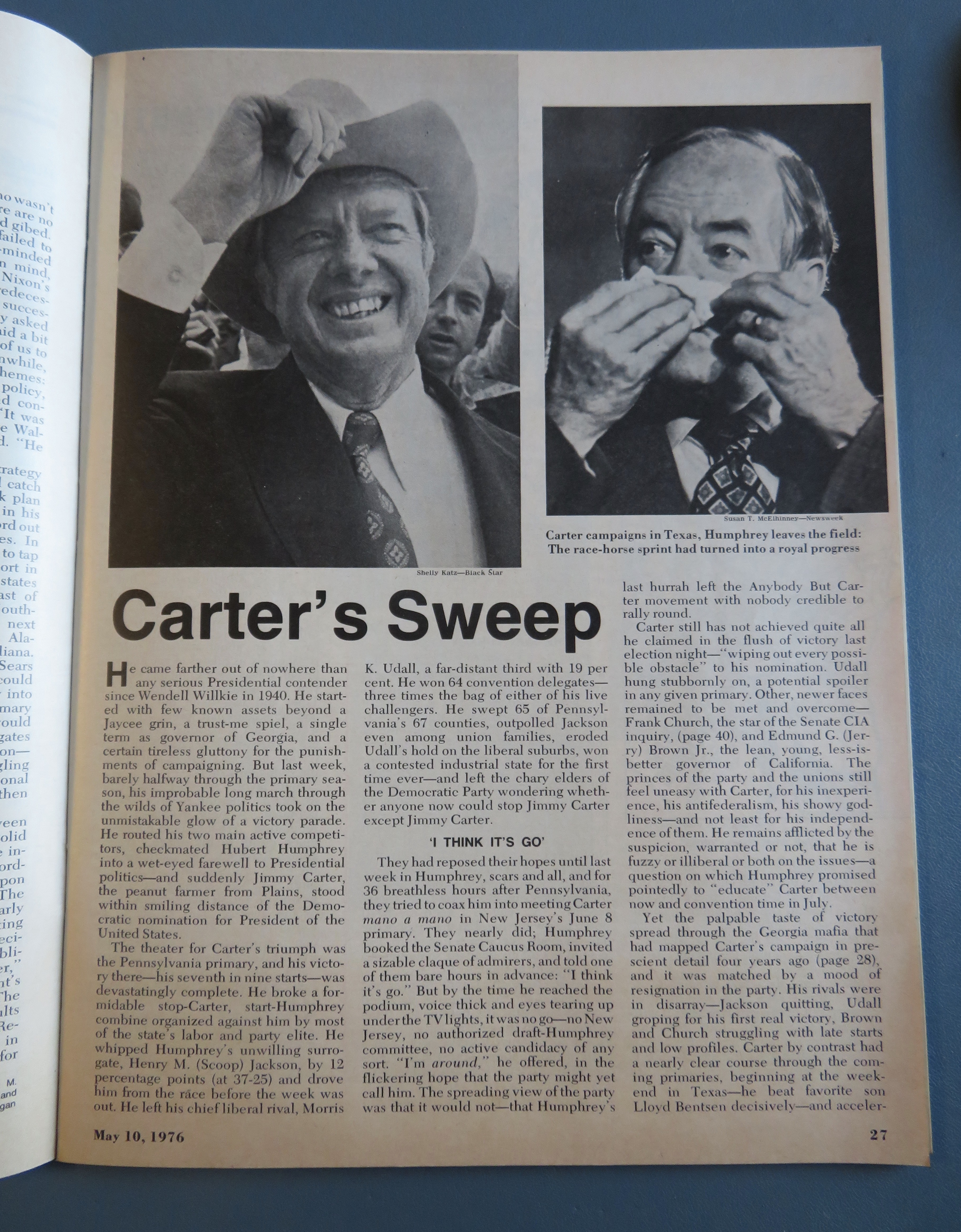 Newsweek Magazine May 10, 1976 Carter's Sweep