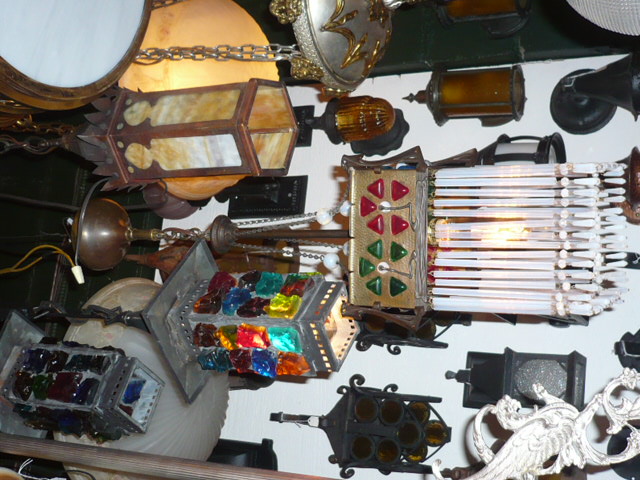 Antique Art Glass Pendant Light  #29