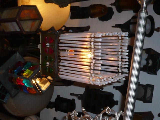 Antique Art Glass Pendant Light  #29