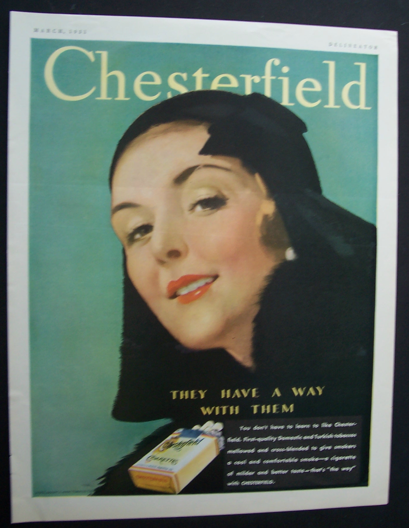 1931 Chesterfield Cigarettes with Lovely Woman