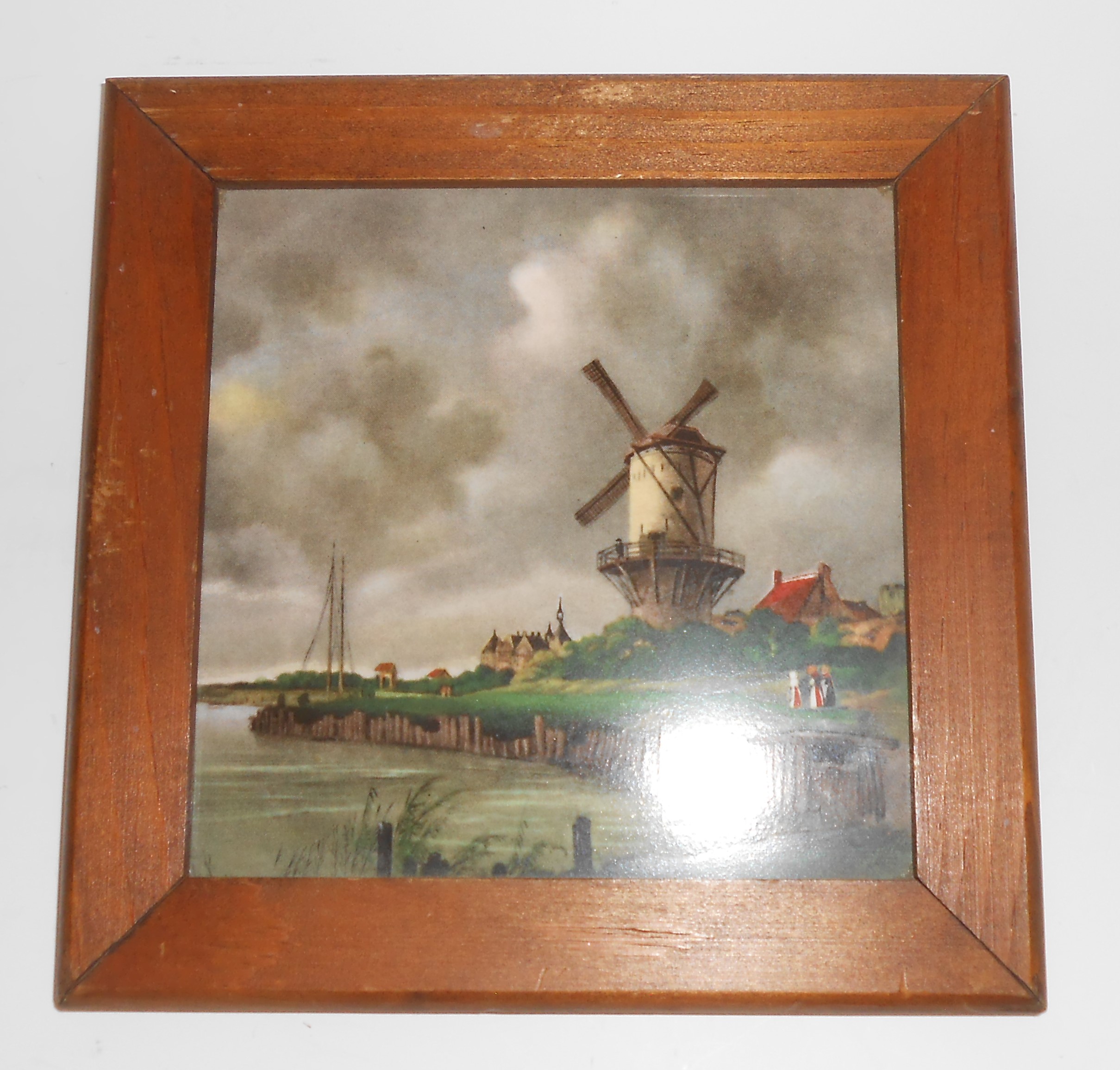 Vintage Franciscan Pottery 6'' Tile w/Scenic Dutch Wind