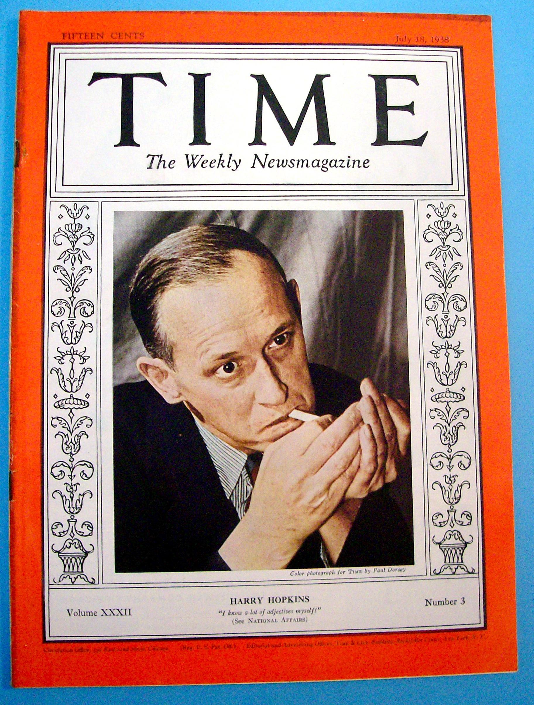Time Magazine July 18,1938 Harry Hopkins