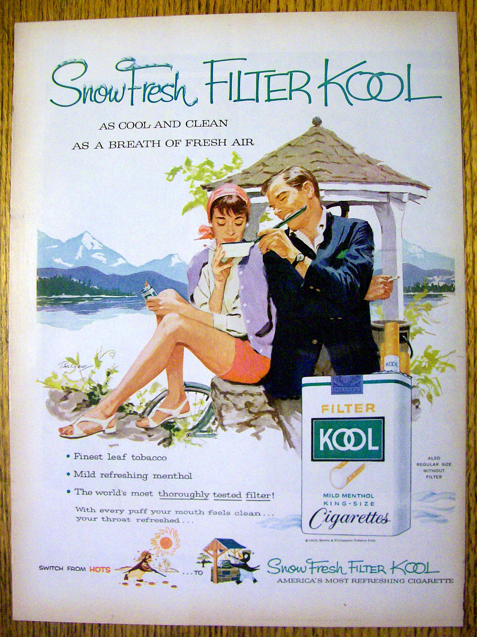 1959 Kool Cigarettes with Man and Woman Smoking