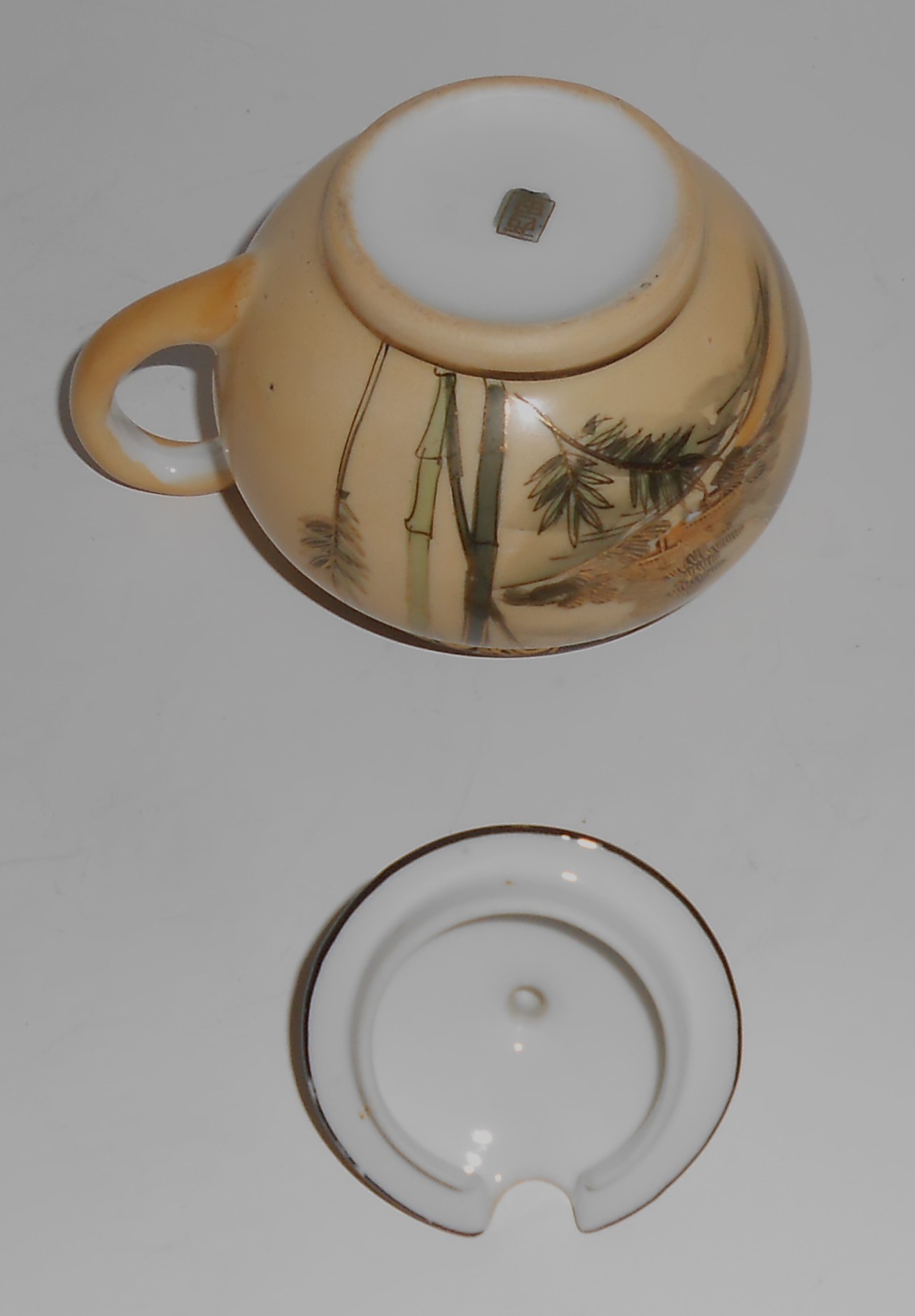Nishida Japan Porcelain China 22k Yellow Black Bamboo F