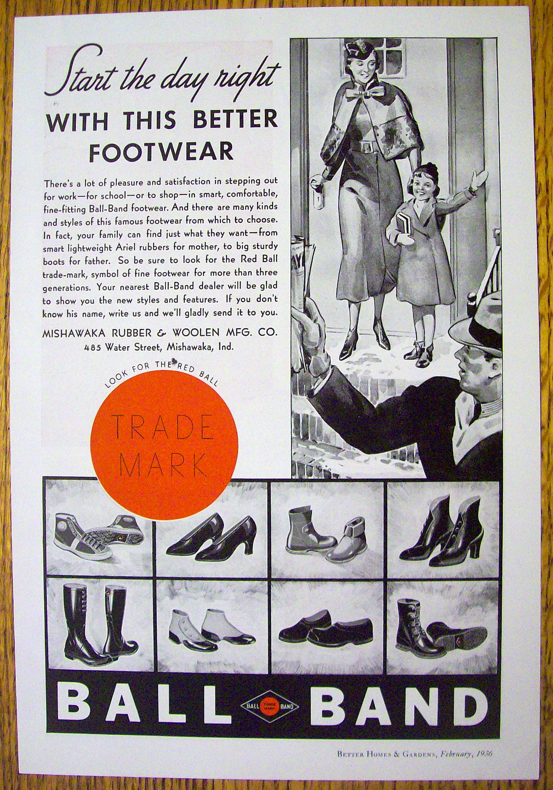 1936 Ball Band Footwear with Woman and Child