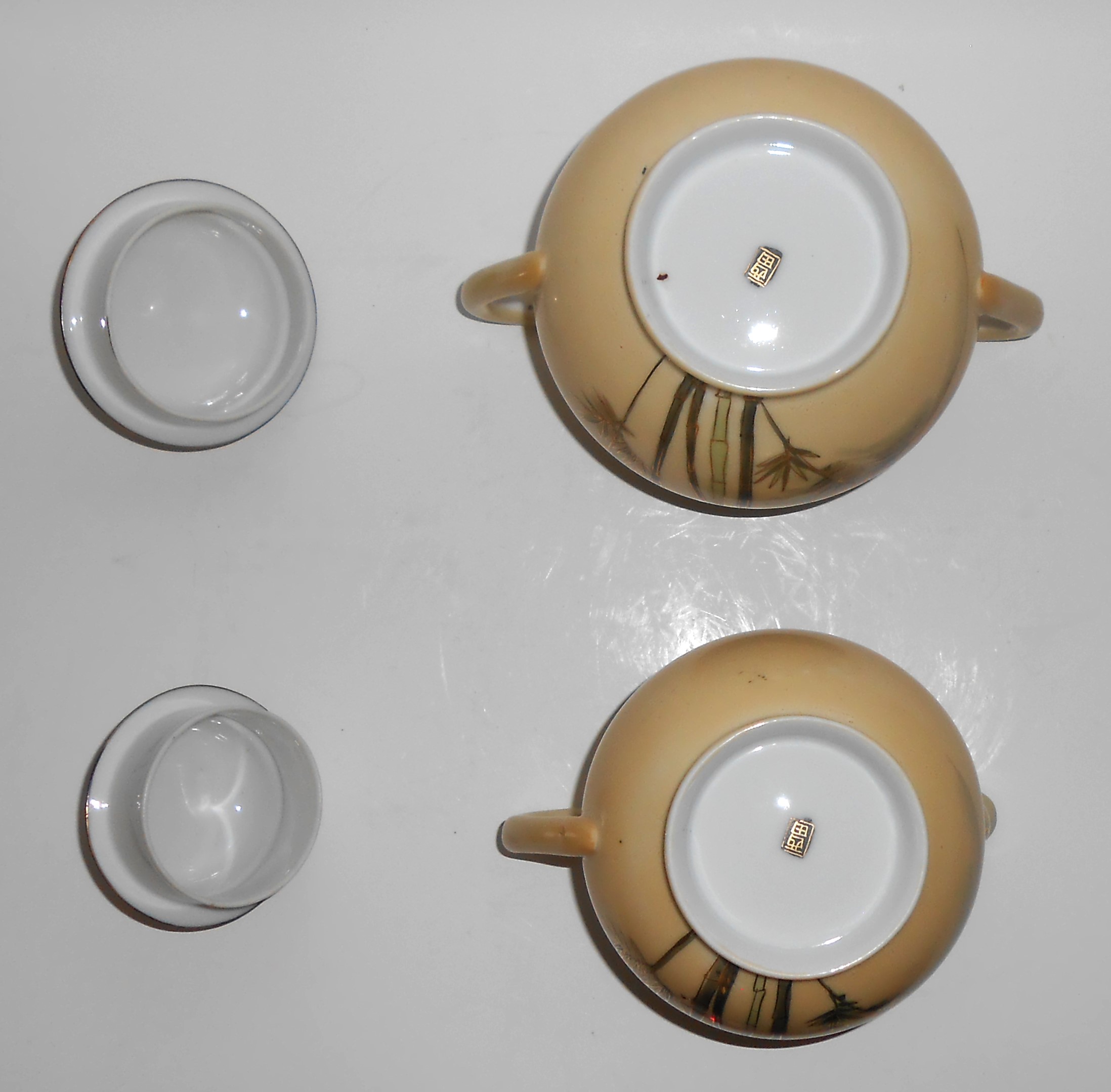 Nishida Japan Porcelain China 22k Yellow Black Bamboo O