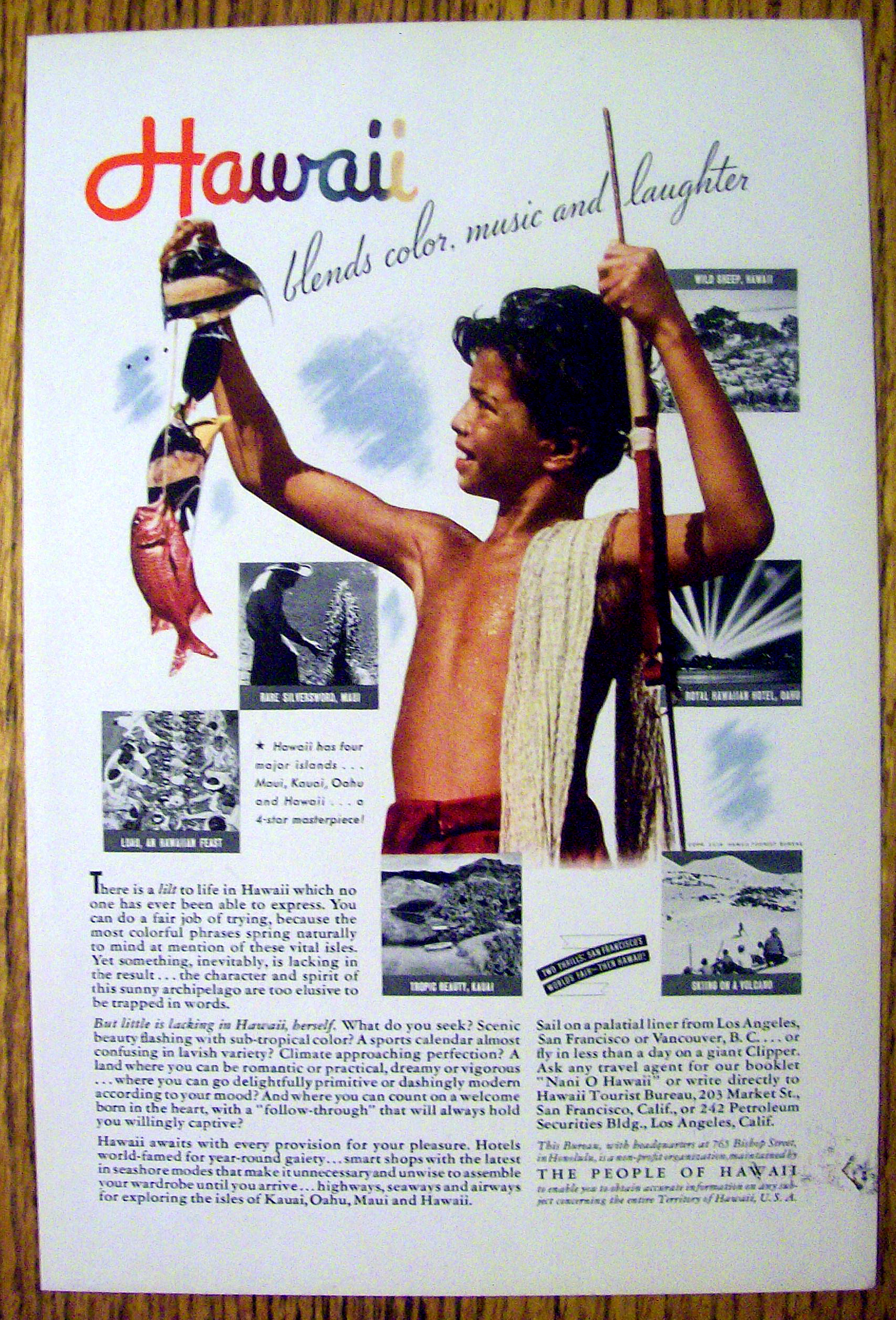 1939 People Of Hawaii with Little Boy Looking At Fish