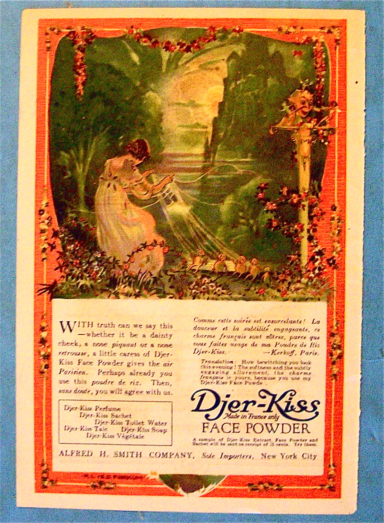 1918 Djer Kiss Face Powder with Girl Pulling Strings