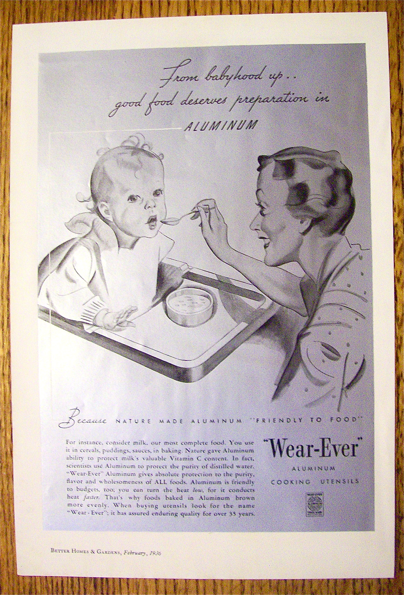 1936 Wear Ever Cooking Utensils with Woman and Baby