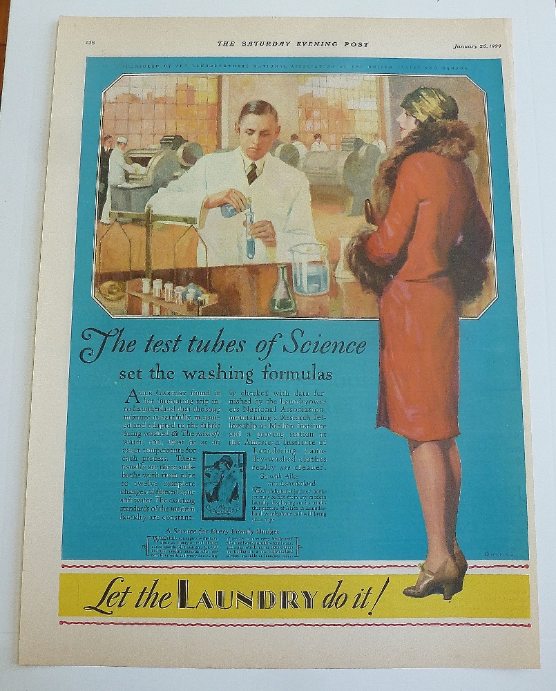 1929 Laundry With Man Using Test Tubes