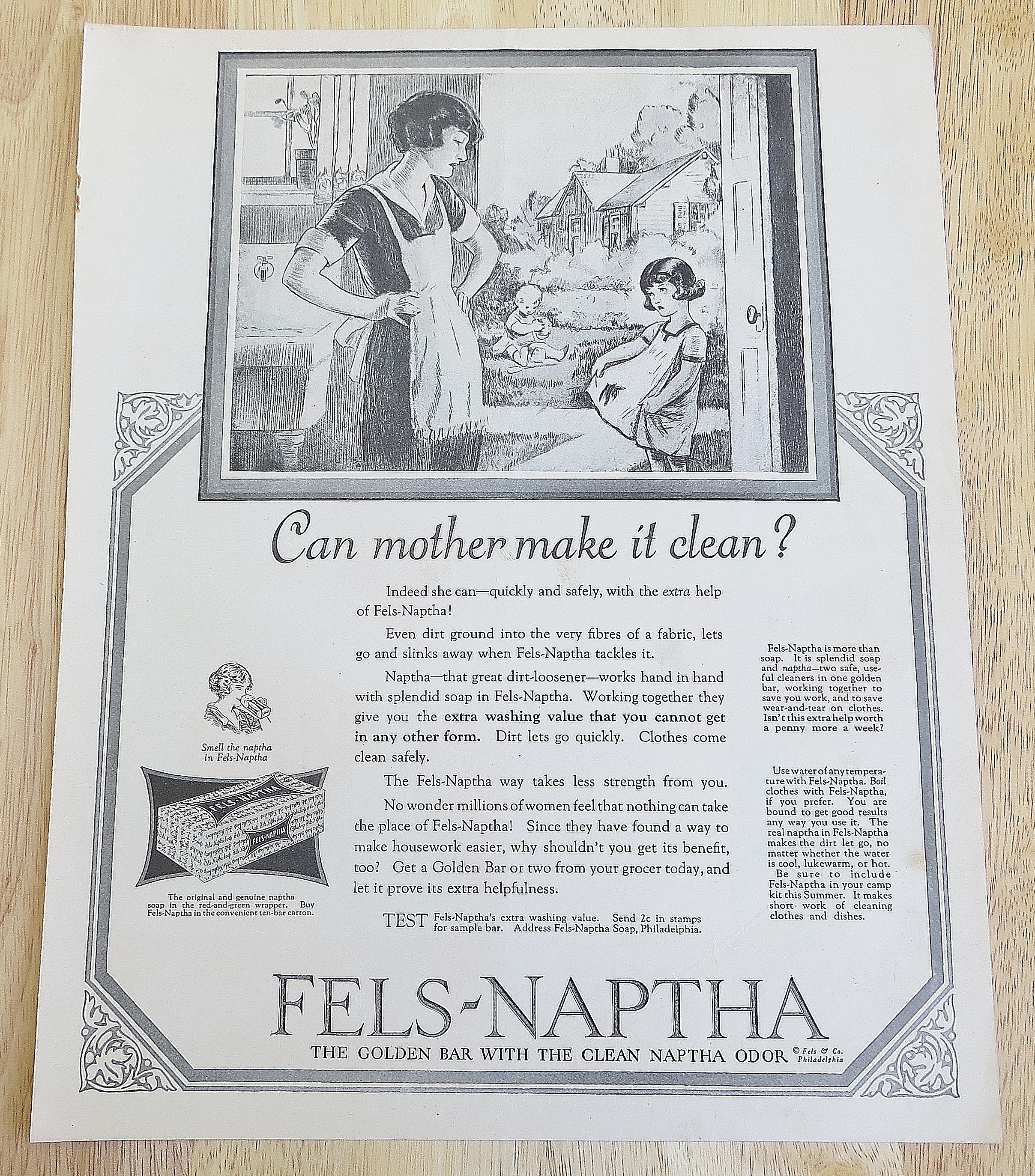 1925 Fels-Naptha With Woman & Little Girl
