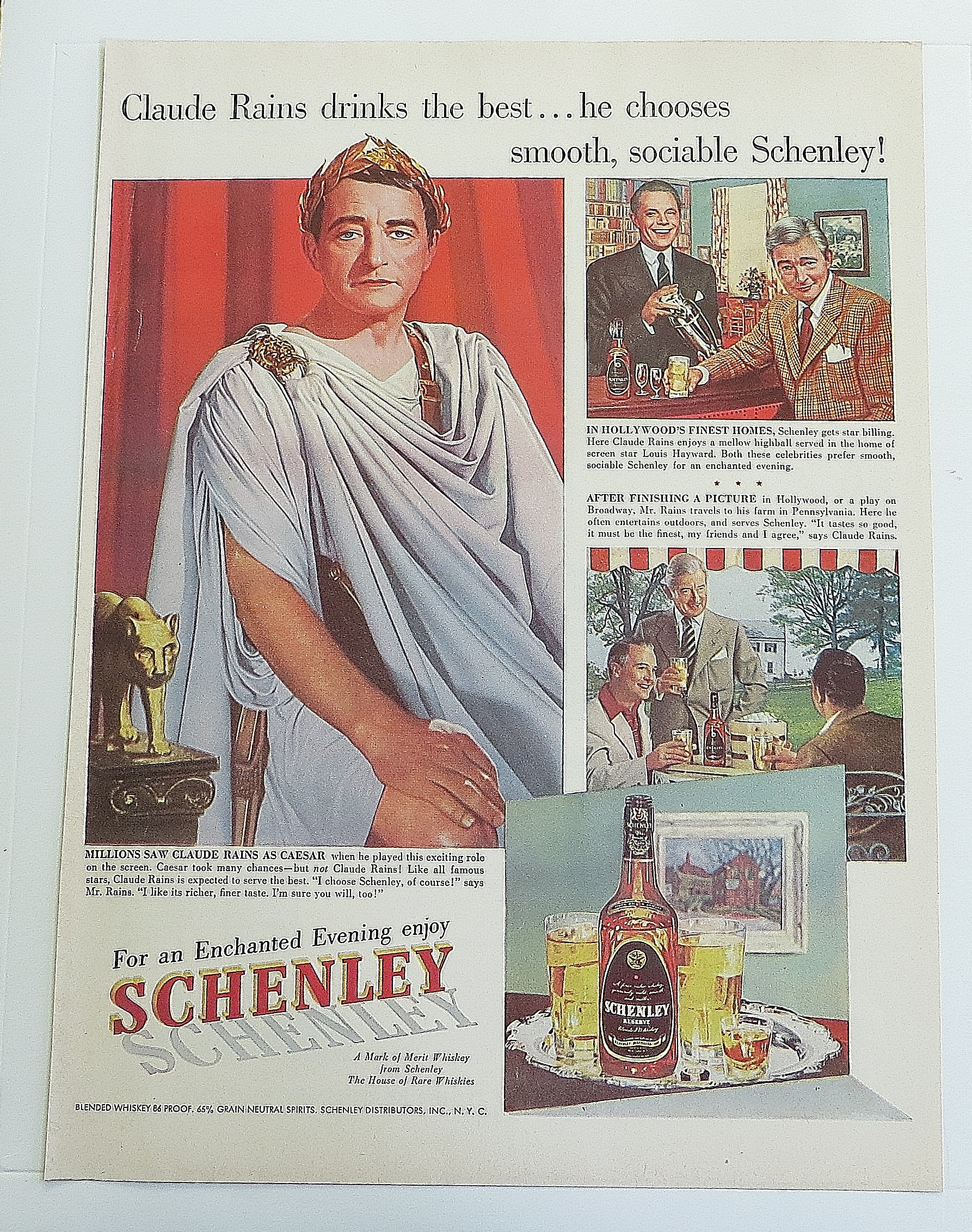 1951 Schenley Whiskey With Claude Rains