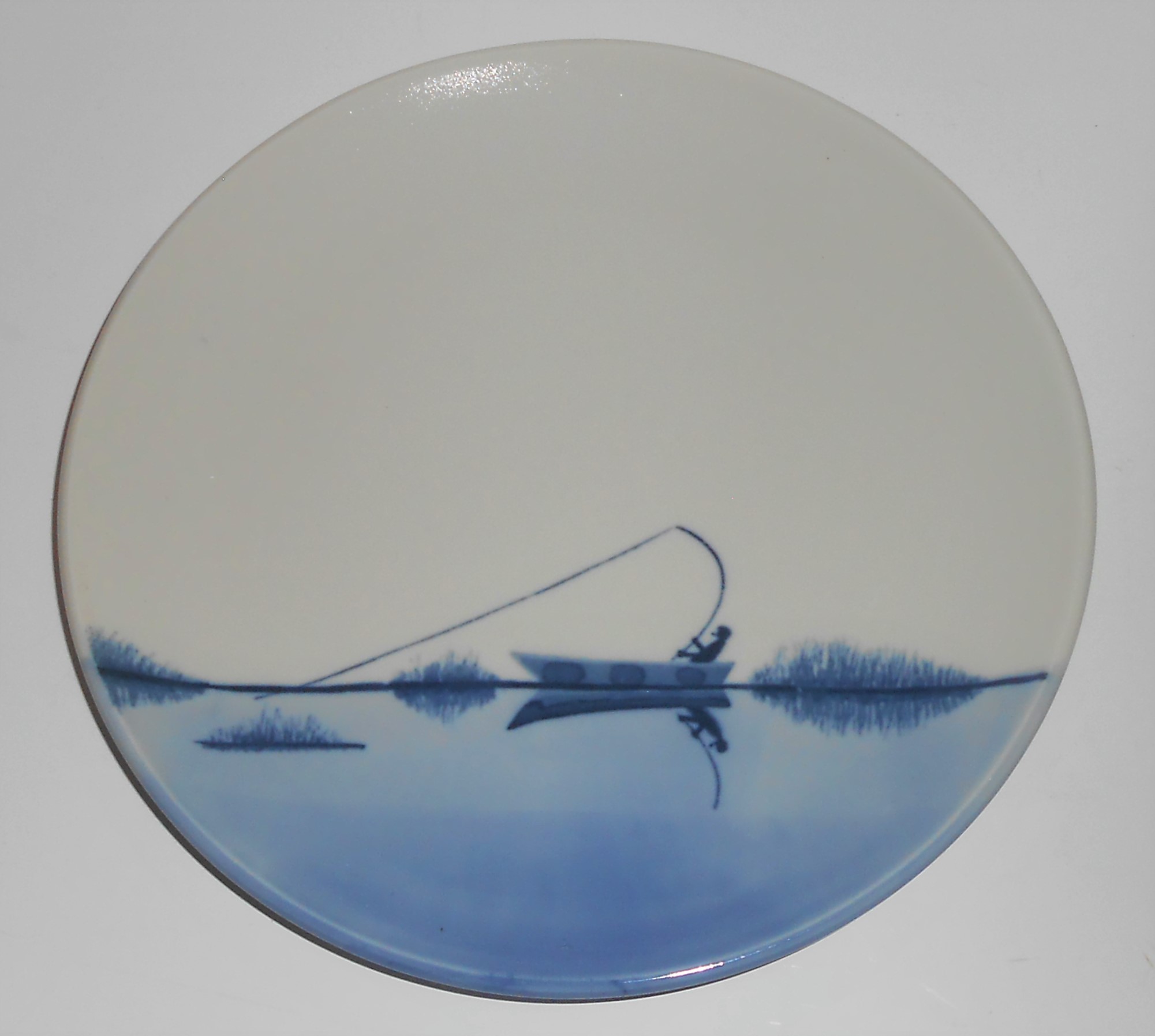Blue White Fish On Pottery Salad Plate