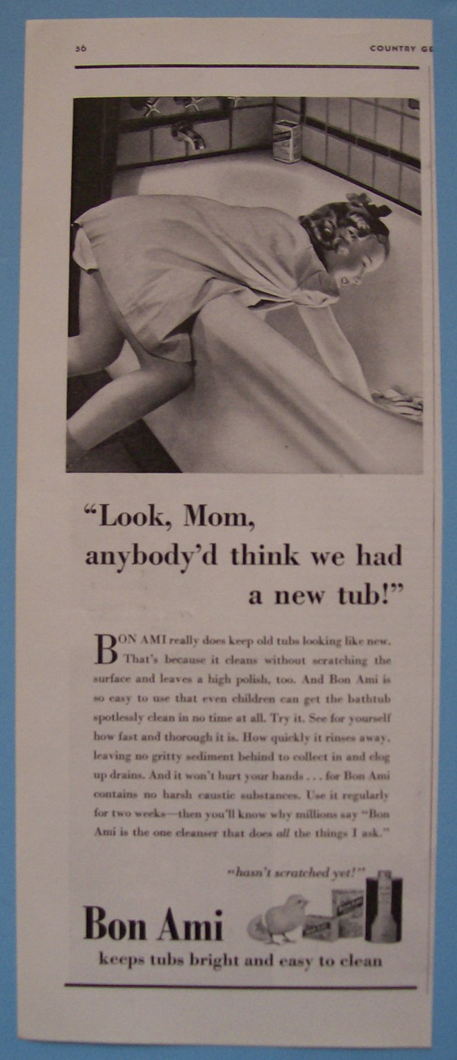 1937 Bon Ami with Little Girl Cleaning The Bathtub