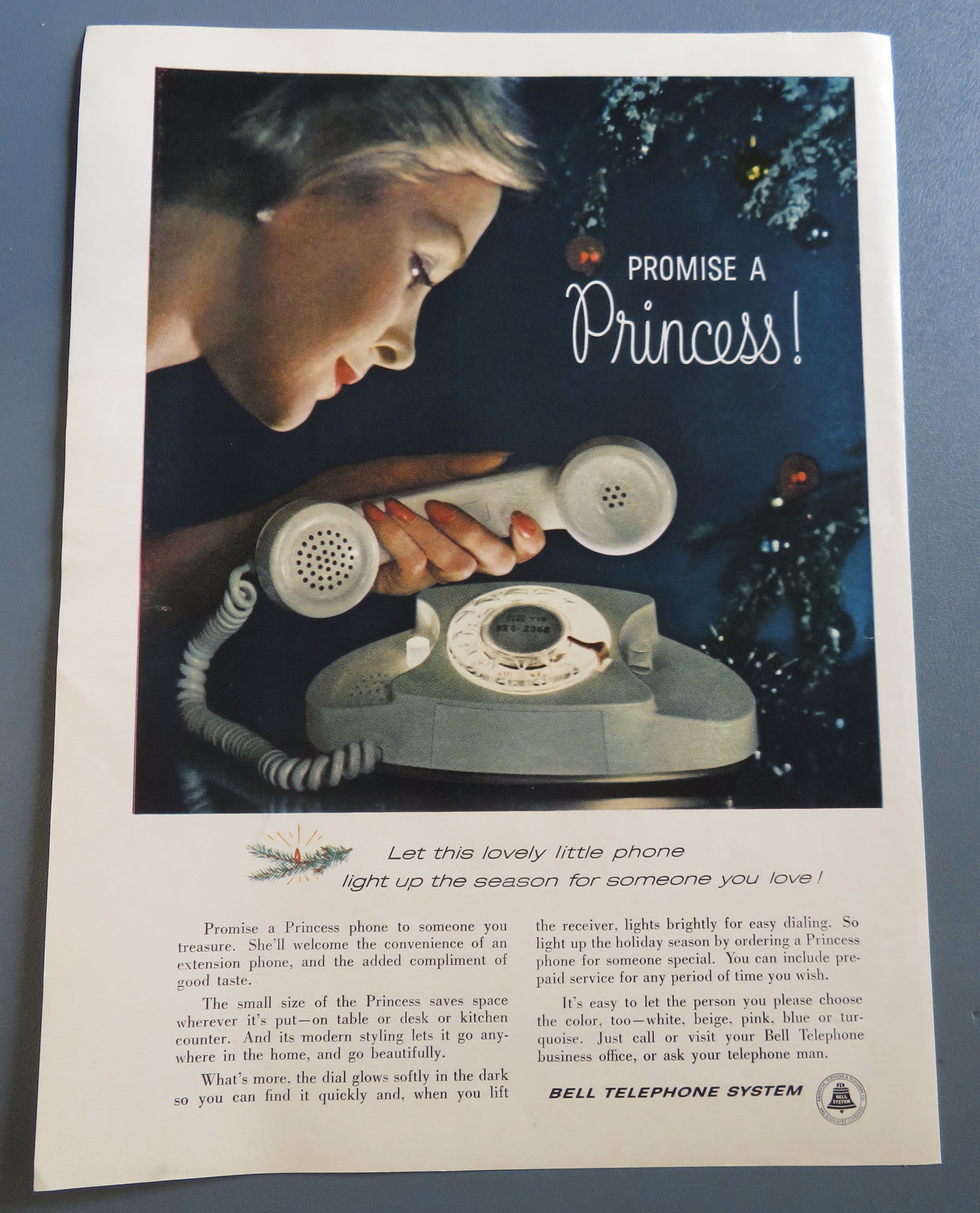 1960 Bell Telephone System with a Princess Telephone