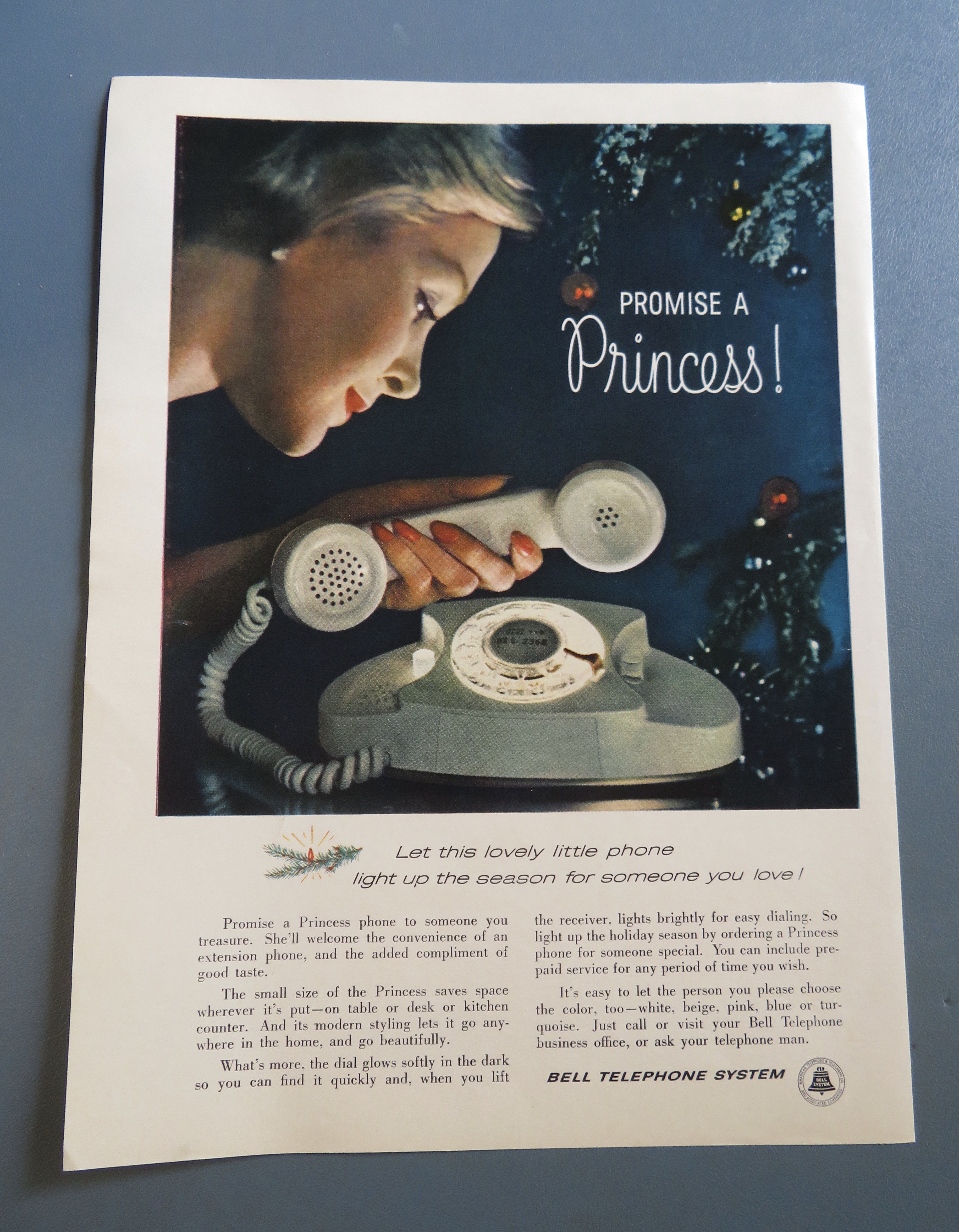 1960 Bell Telephone System with a Princess Telephone