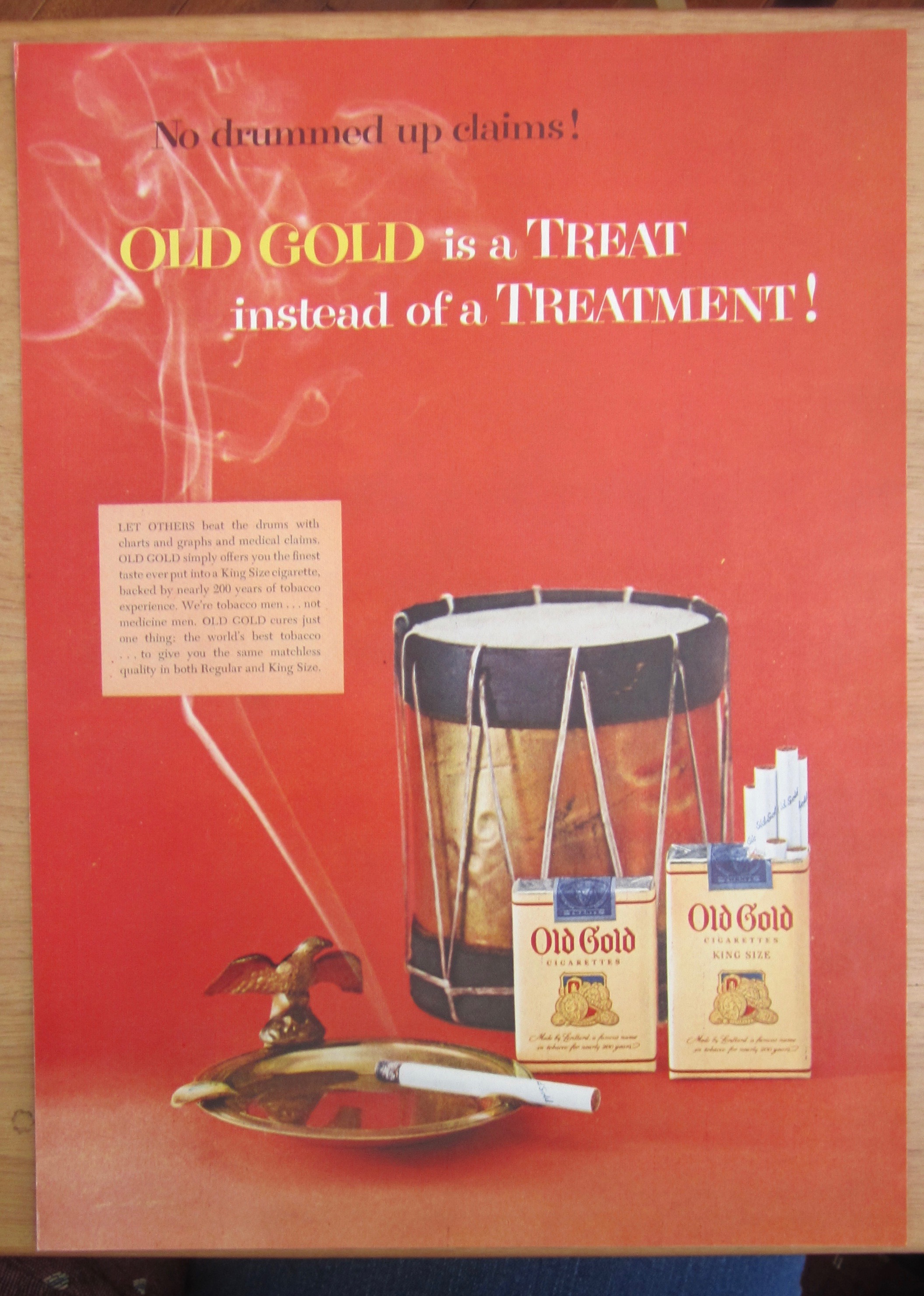 1954 Old Gold Cigarettes w/Drum & Cigarette in Ashtray