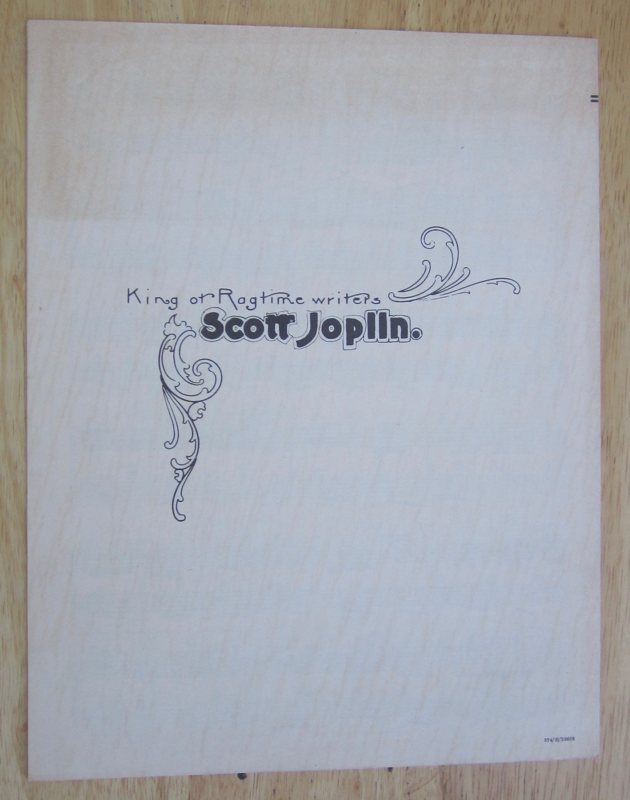 1972 The Entertainer Sheet Music By Scott Joplin