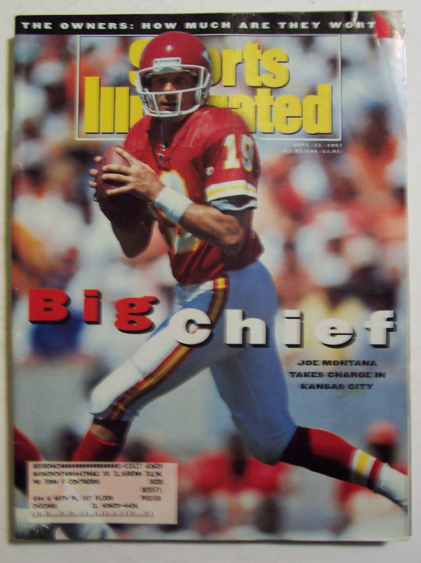 Sports Illustrated Magazine -Sep 13, 1993- Joe Montana