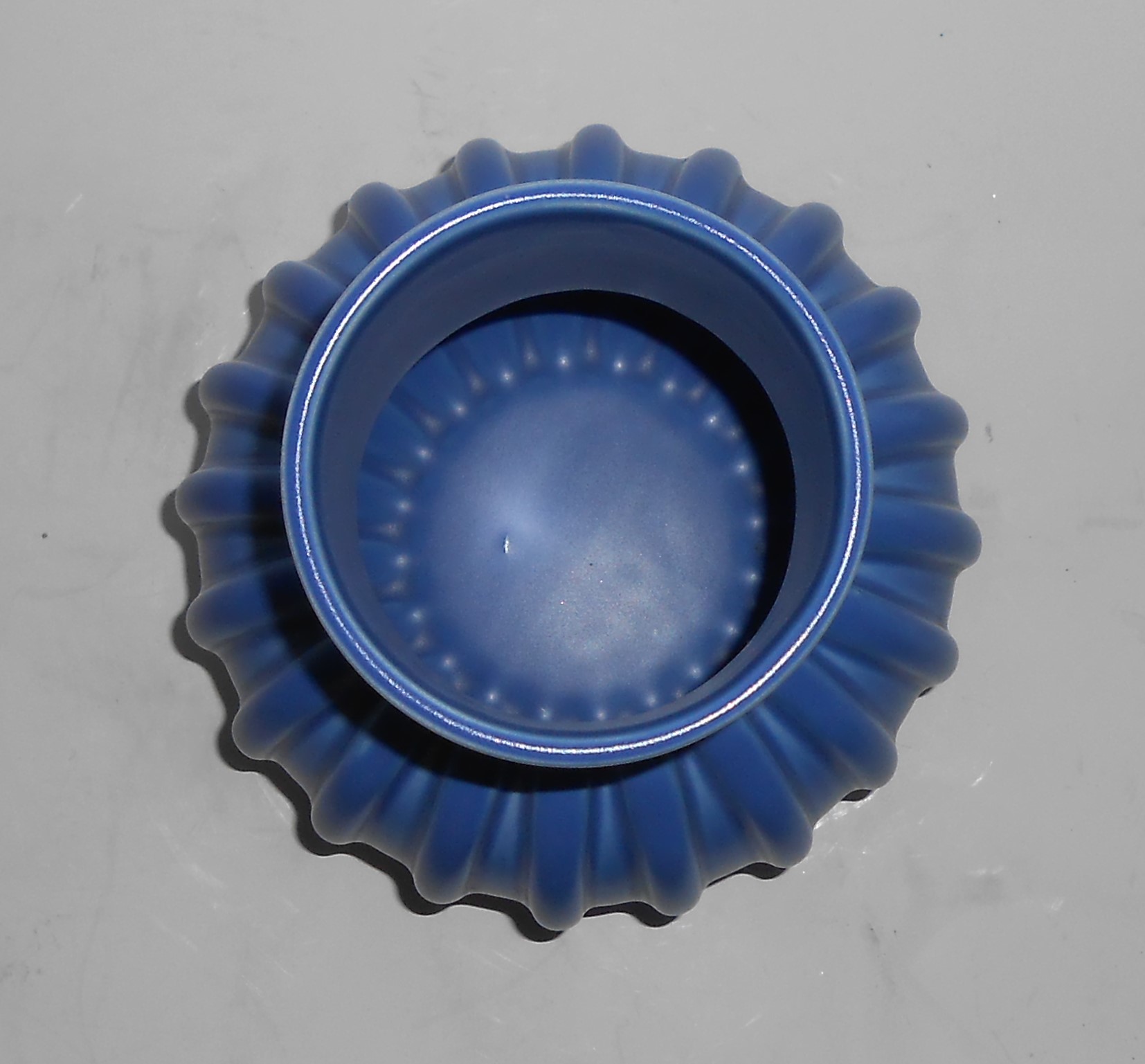 VINTAGE Pottery Blue Bulbous 6.8'' Vase