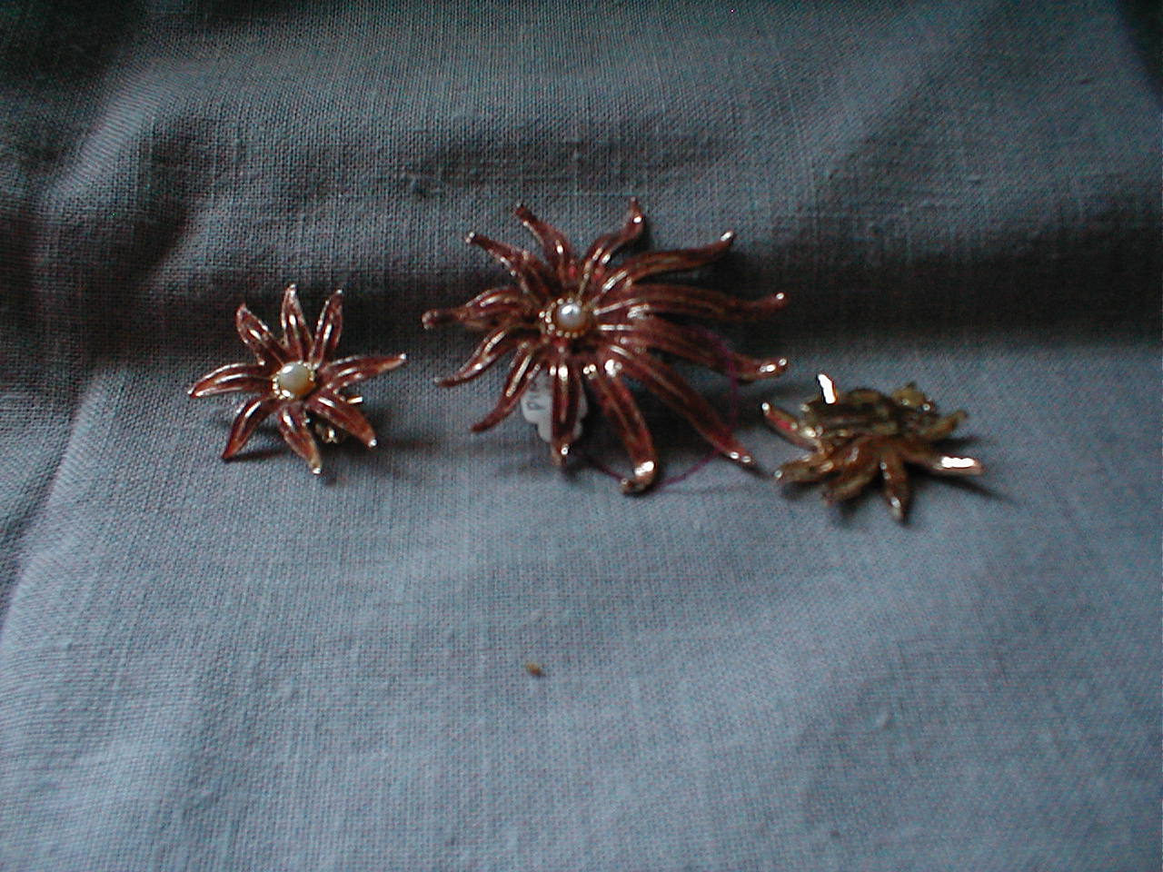 Flower Brooch and Clip-on Earrings