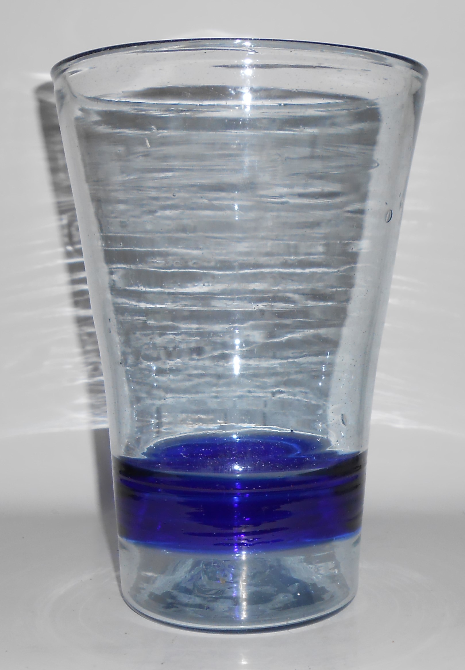 Vintage Mexico Hand Blown Blue Glass Large Art Vase
