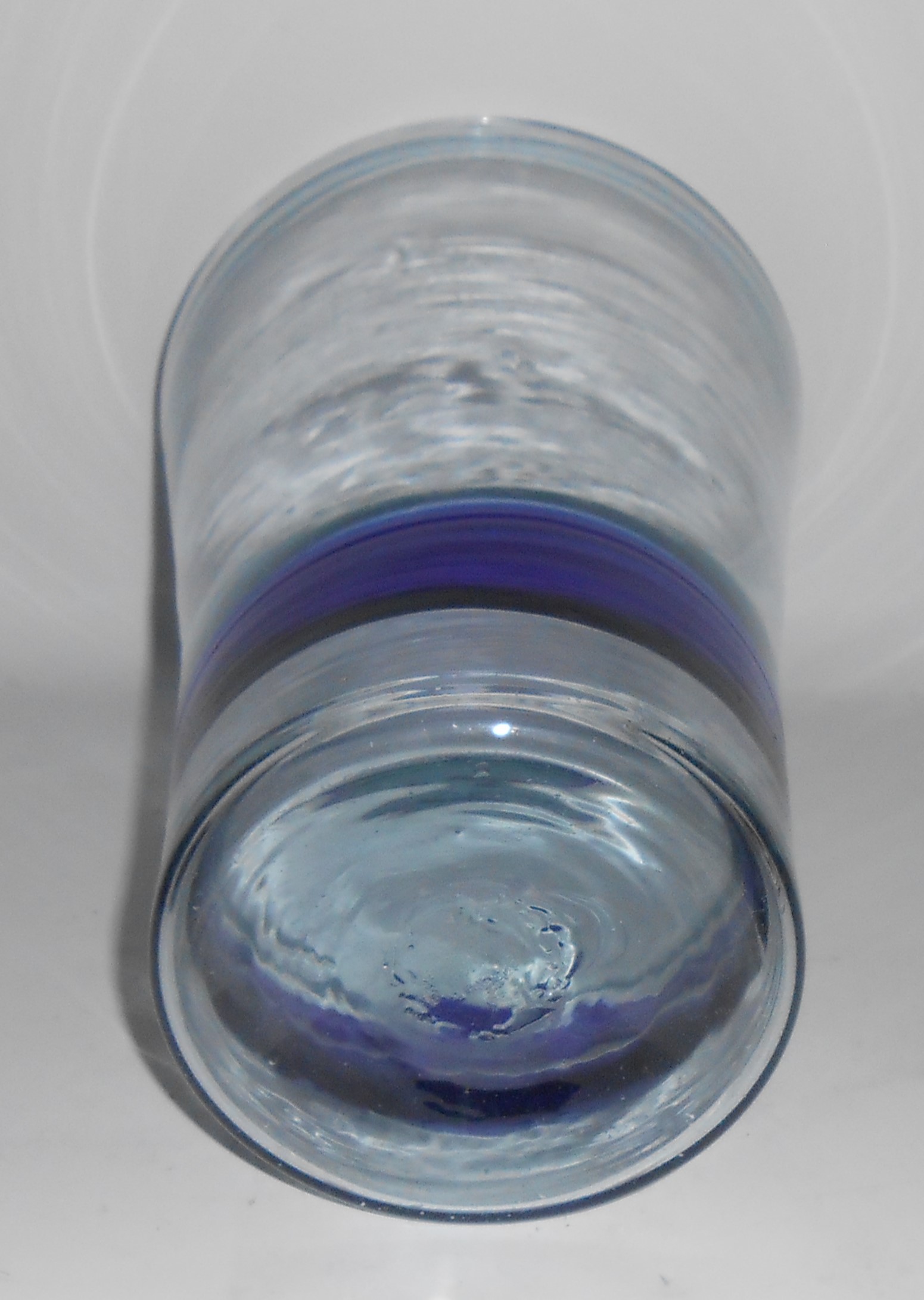 Vintage Mexico Hand Blown Blue Glass Large Art Vase