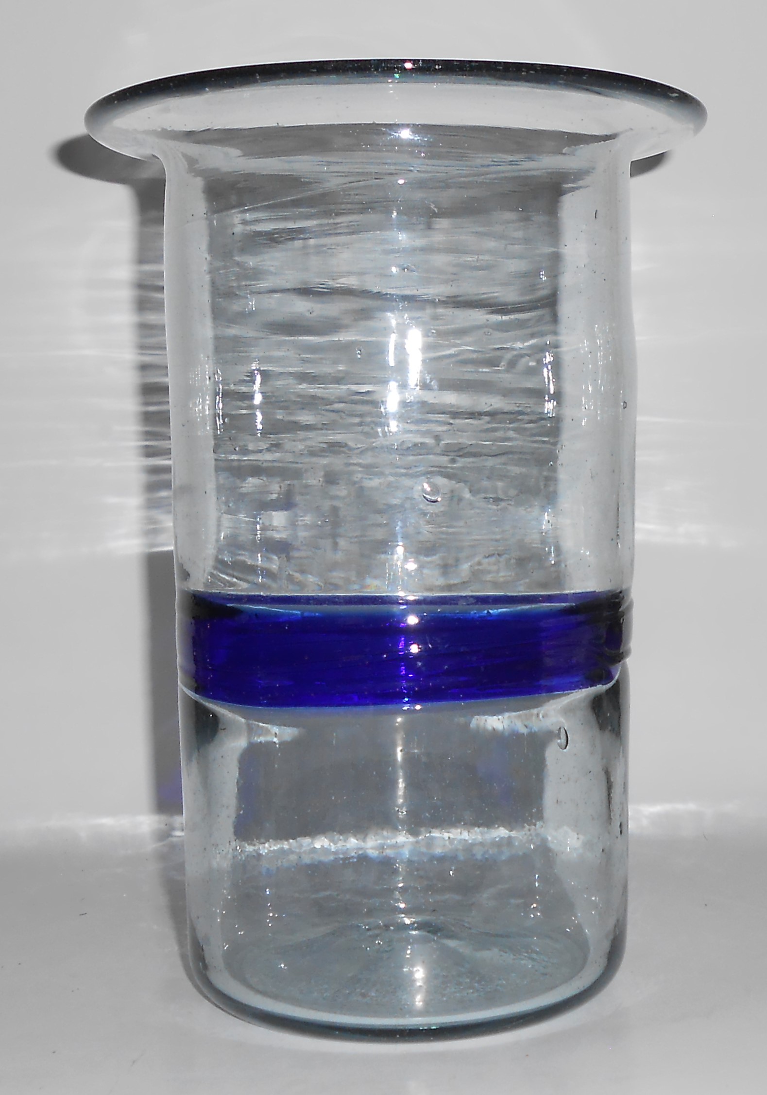 Vintage Mexico Hand Blown Blue Glass Flared Rim Art Vas