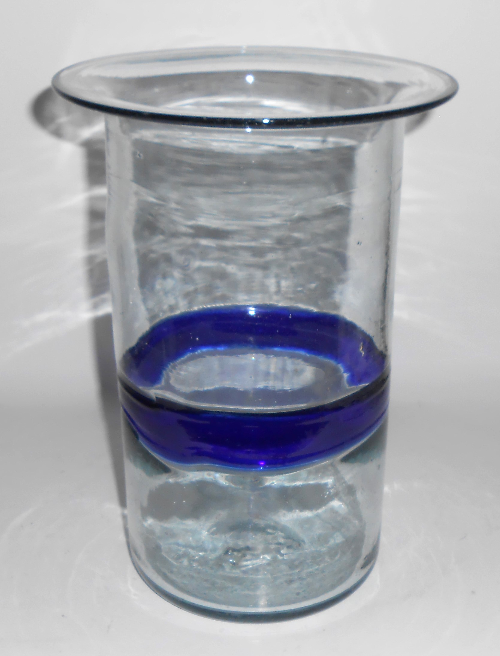 Vintage Mexico Hand Blown Blue Glass Flared Rim Art Vas