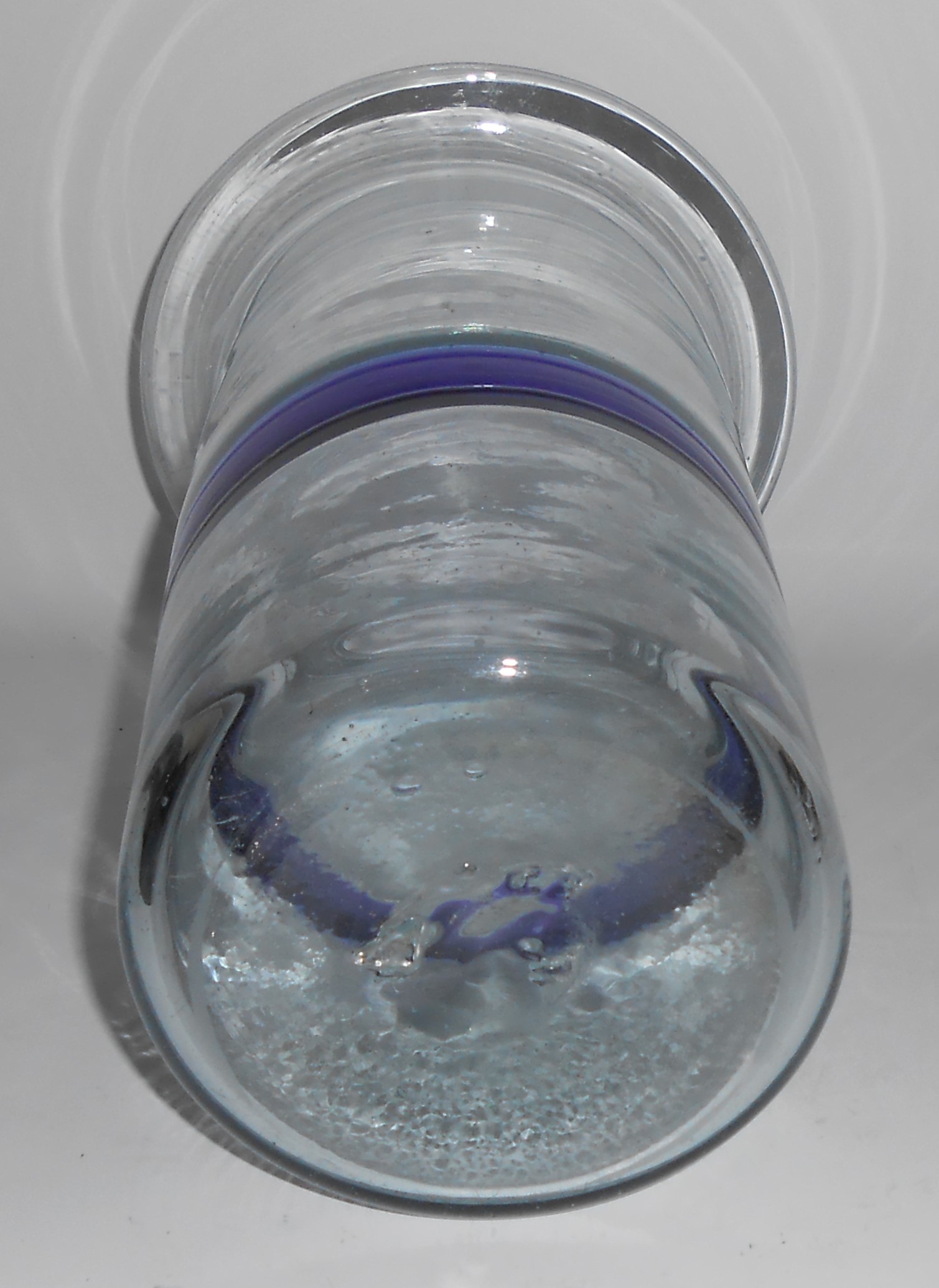 Vintage Mexico Hand Blown Blue Glass Flared Rim Art Vas