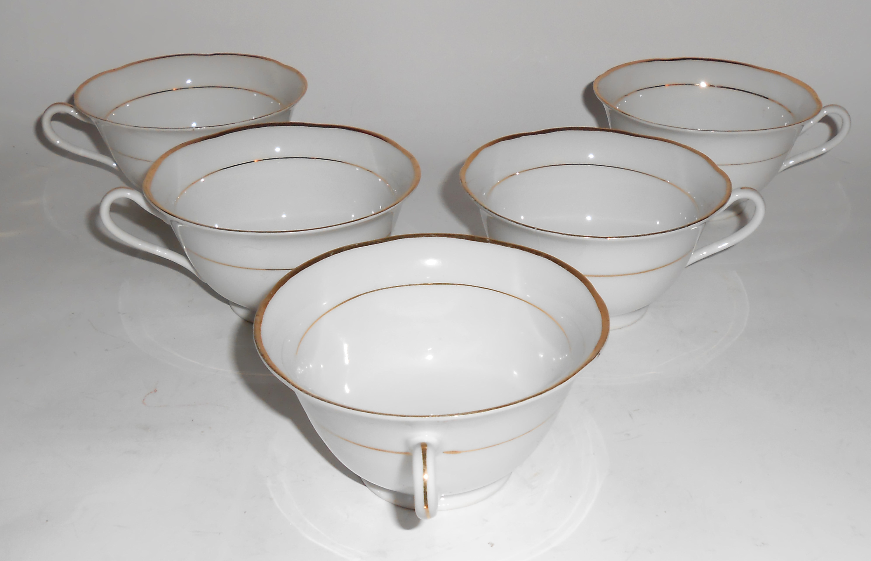 Chikaramichi Japan China Porcelain Set/5 Gold Band Cups