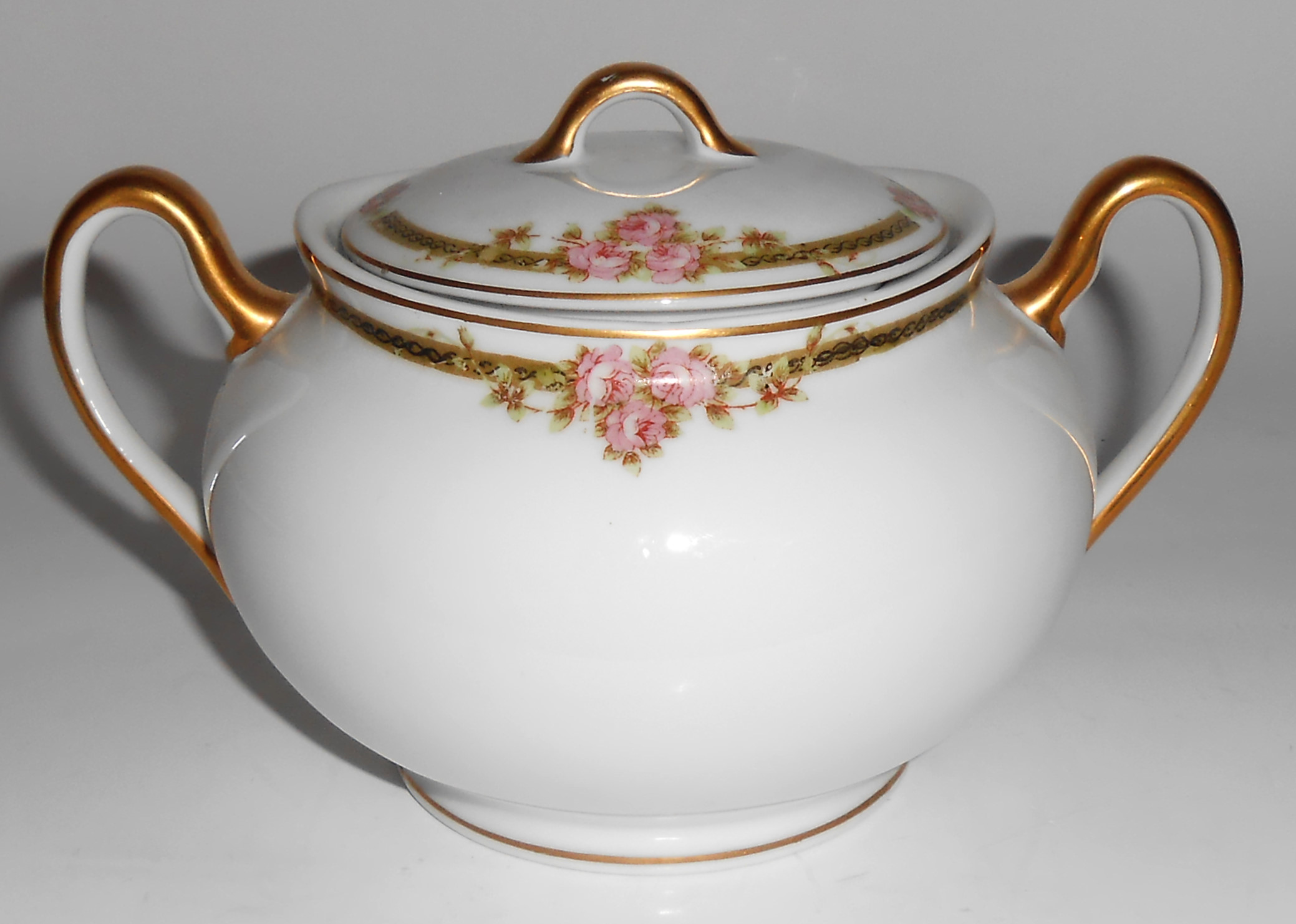 Nagoya Shokai Japan Porcelain China Roses Sugar Bowl