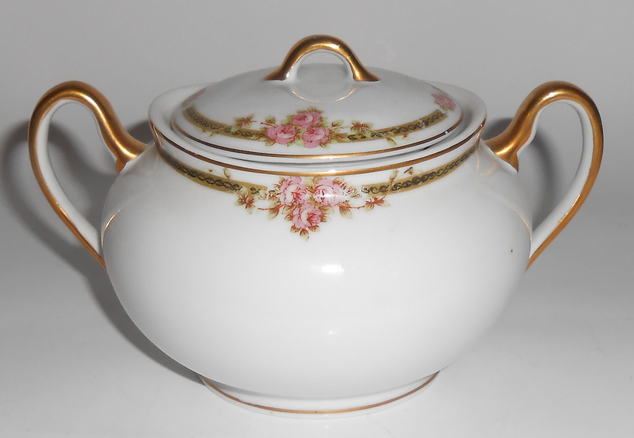 Nagoya Shokai Japan Porcelain China Roses Sugar Bowl