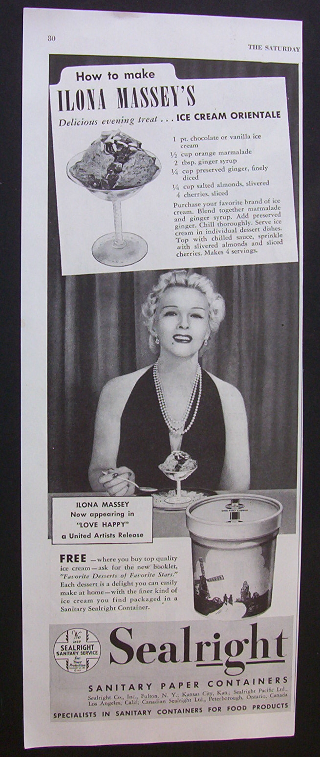 1949 Sealright Containers with ILona Massey