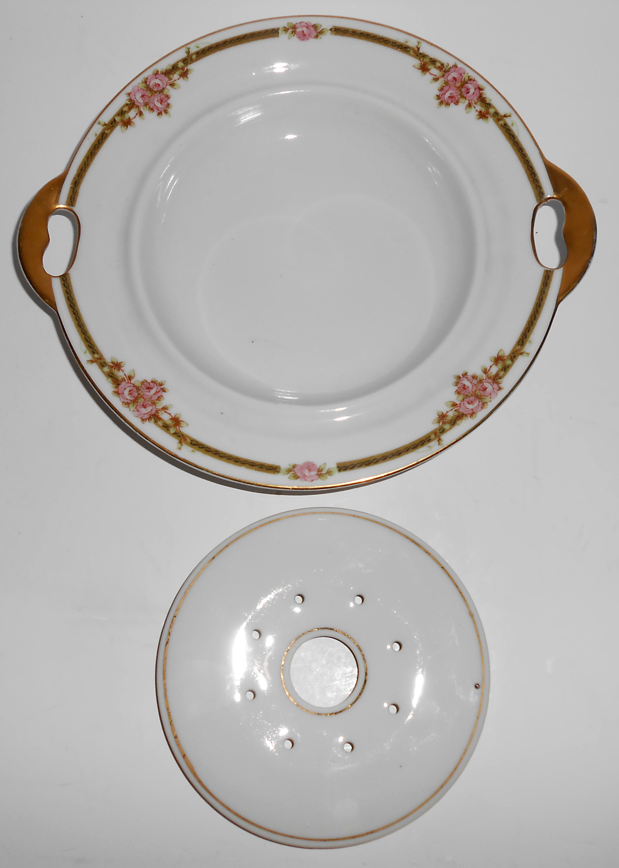 Nagoya Shokai Japan Porcelain China Roses Strainer Mint