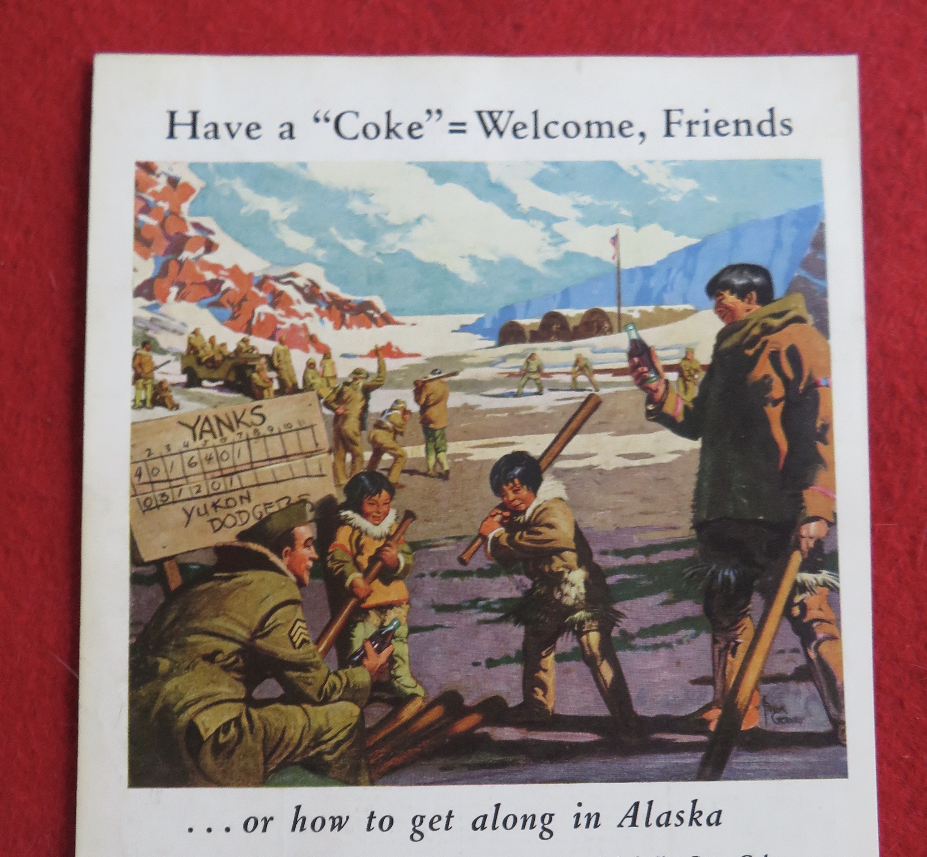 1943 Coca Cola (Coke) with Soldiers Teaching Baseball