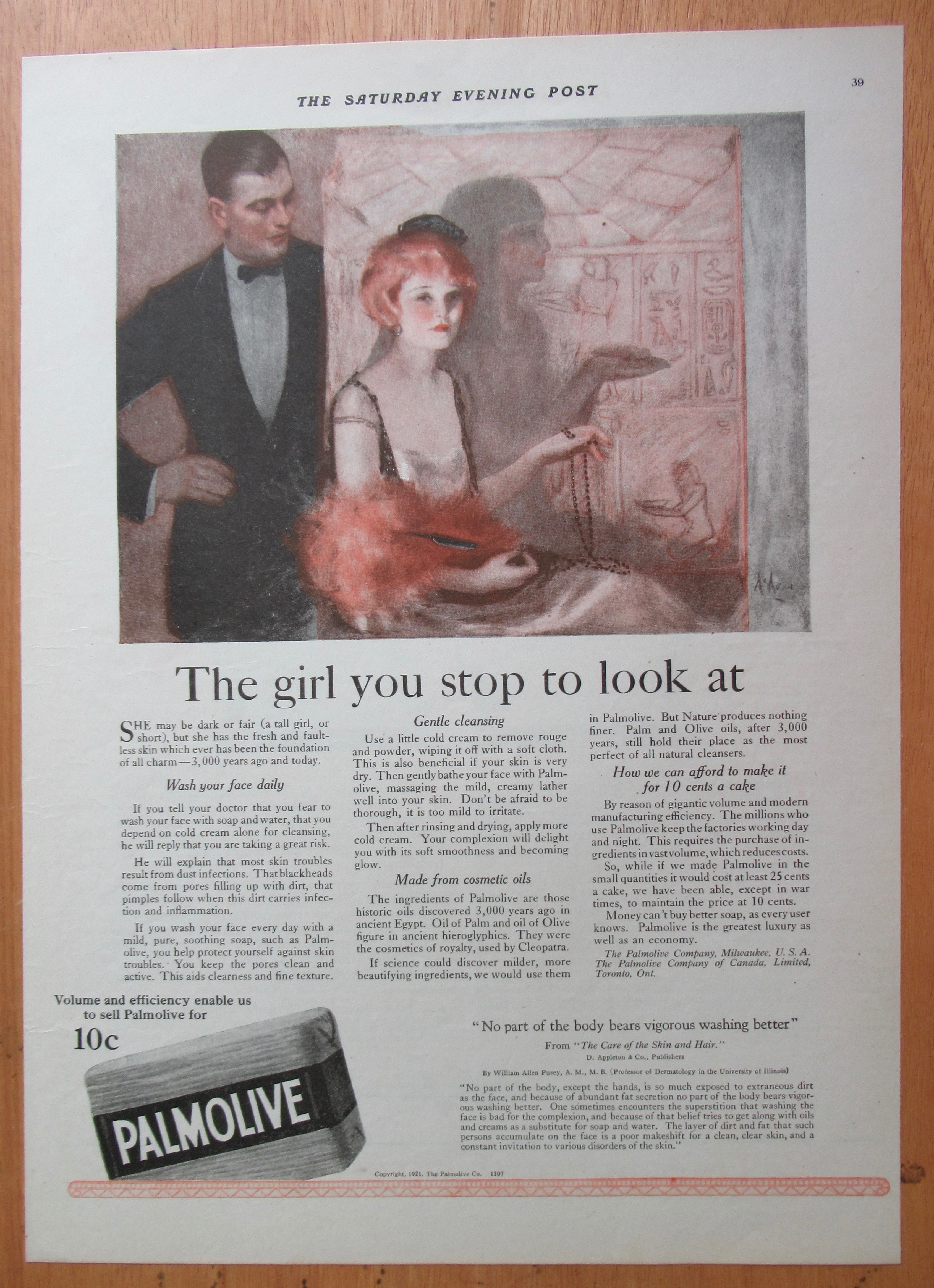 1921 Palmolive Soap with a Man Staring at a Woman