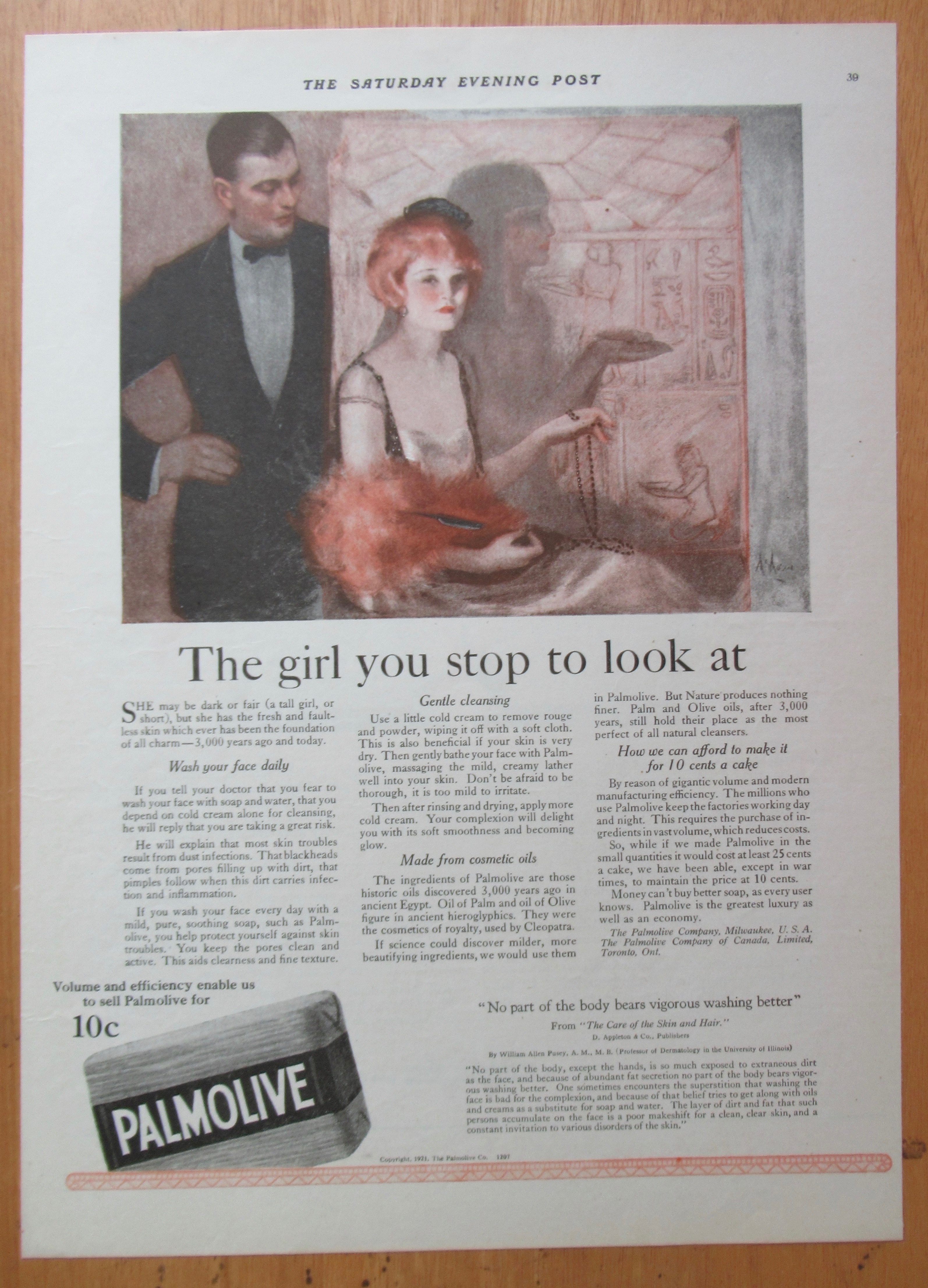 1921 Palmolive Soap with a Man Staring at a Woman