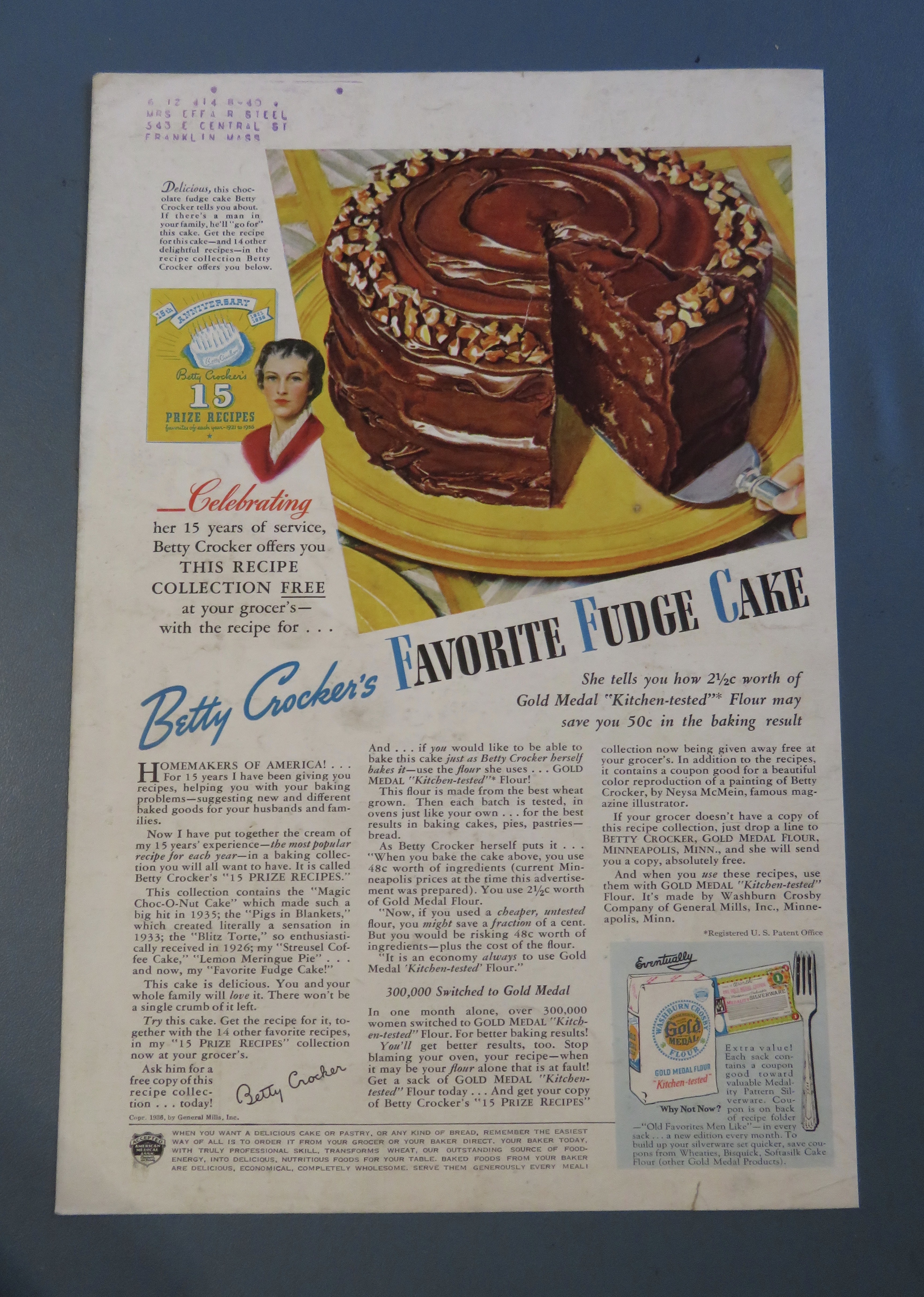 1936 Gold Medal Flour with Betty Crocker's Fudge Cake