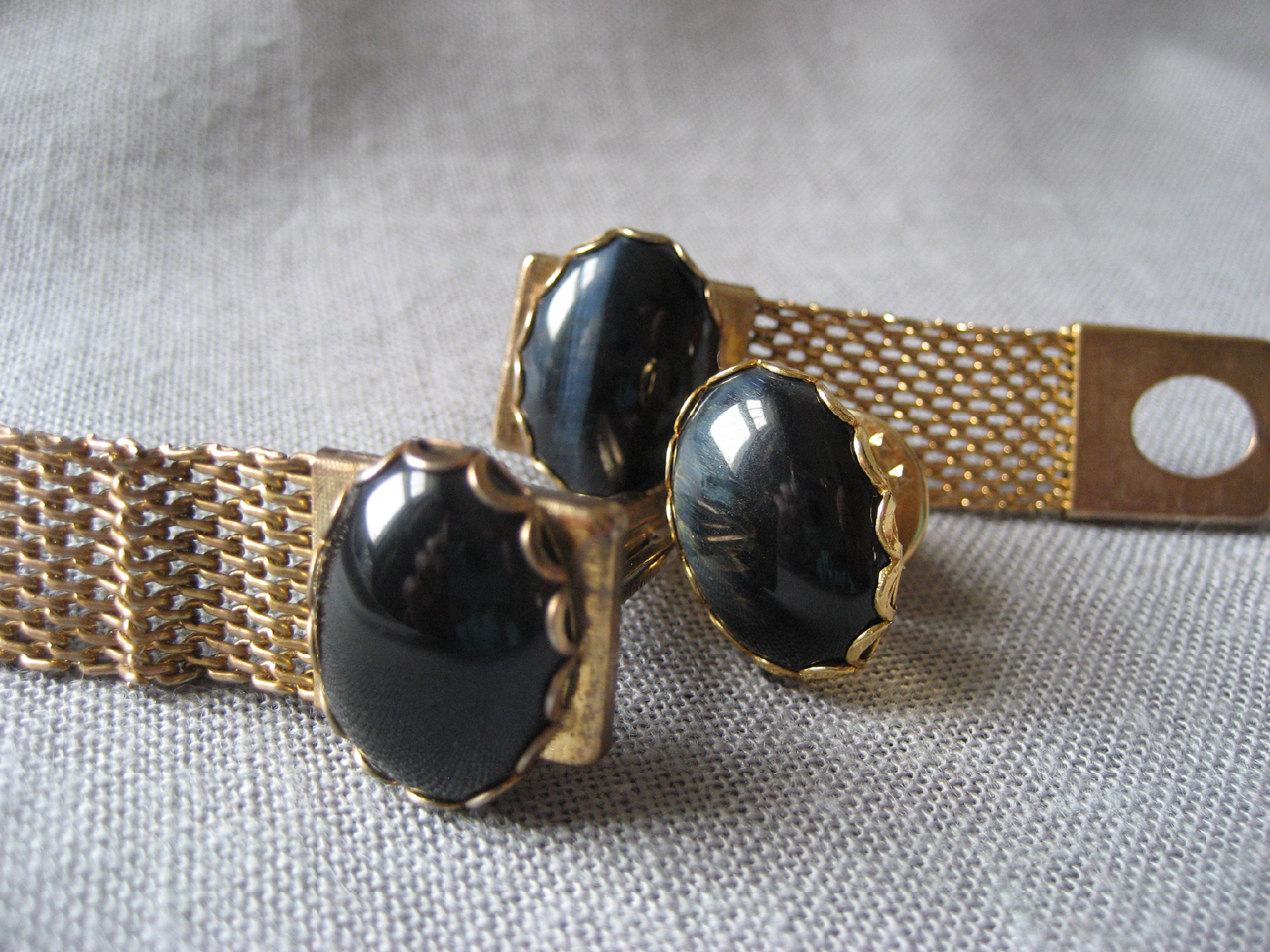 Onyx Cuff Links and Tie Tac