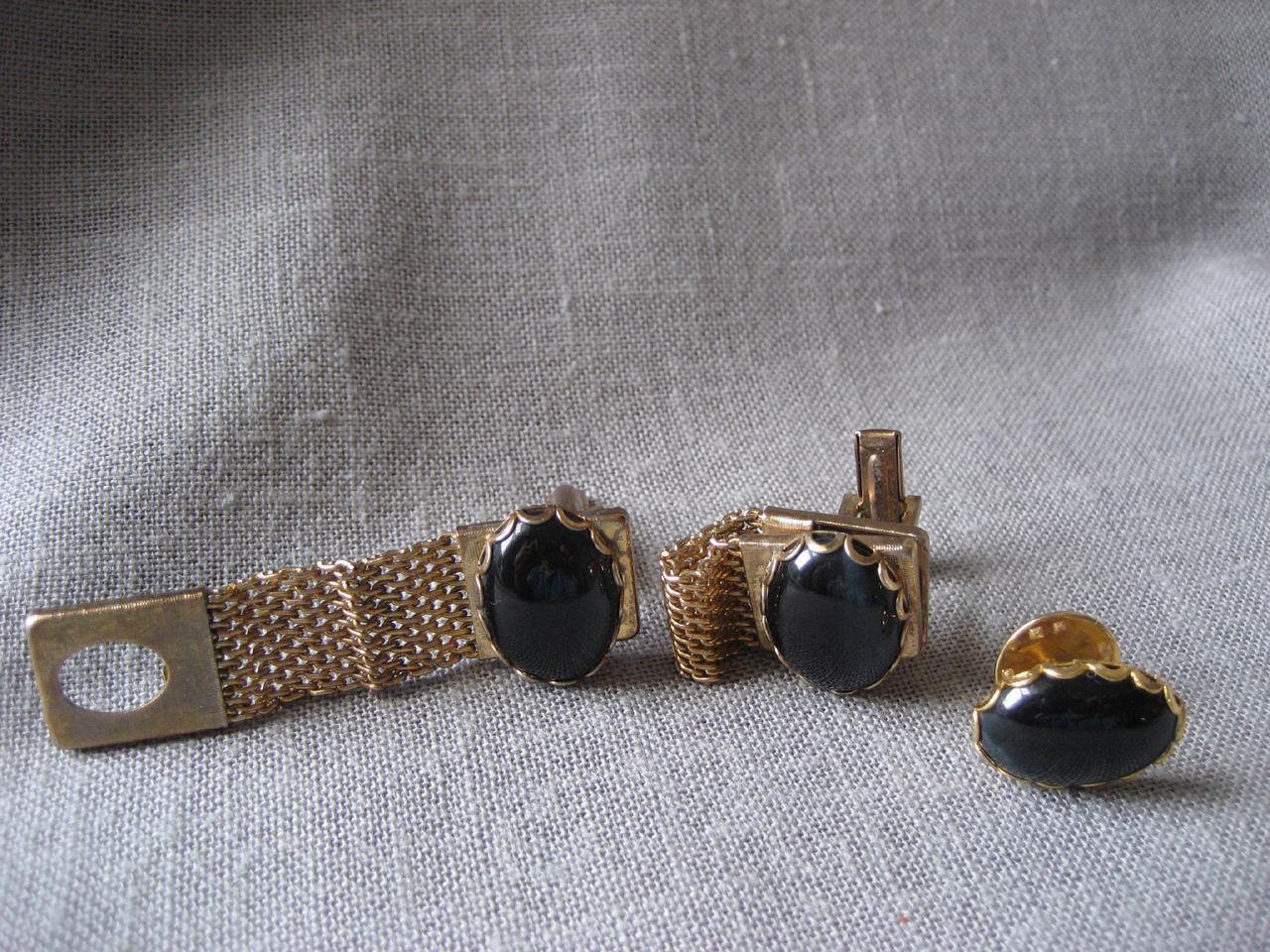 Onyx Cuff Links and Tie Tac