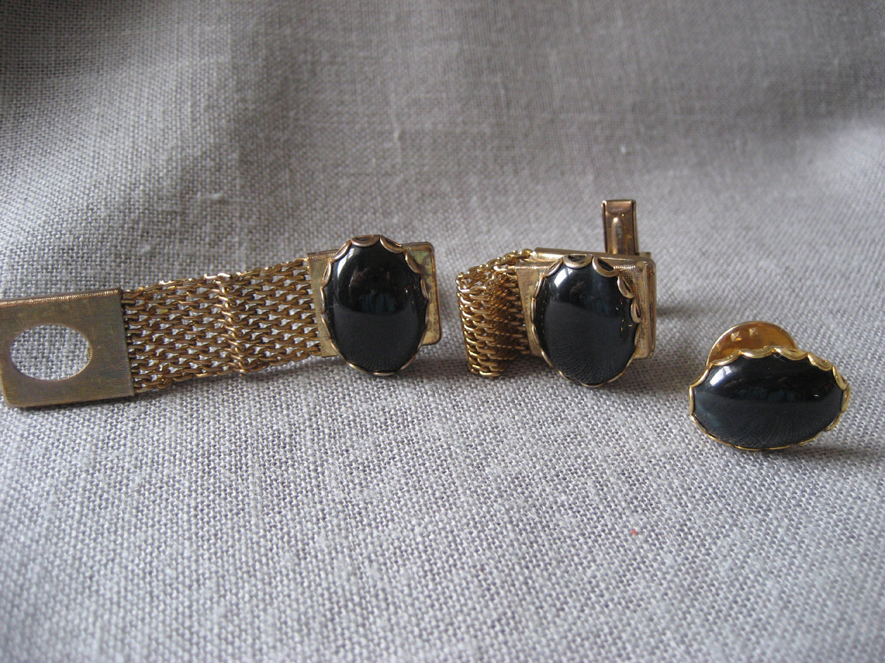 Onyx Cuff Links and Tie Tac