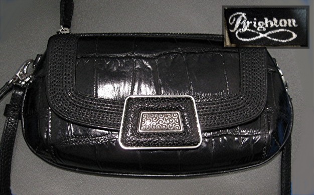 BRIGHTON Black Leather Shoulder Purse