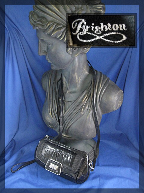 BRIGHTON Black Leather Shoulder Purse