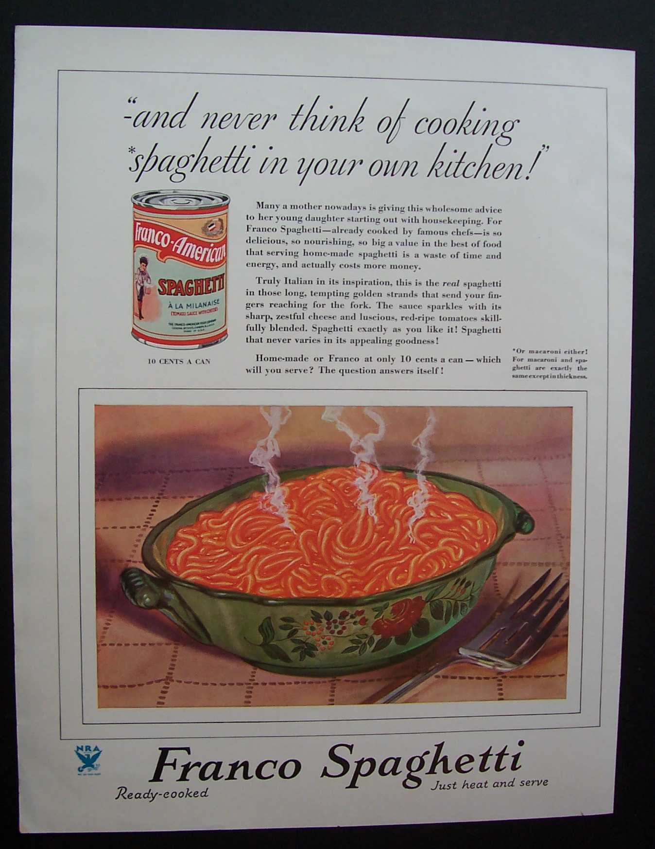 1933 Franco American Spaghetti