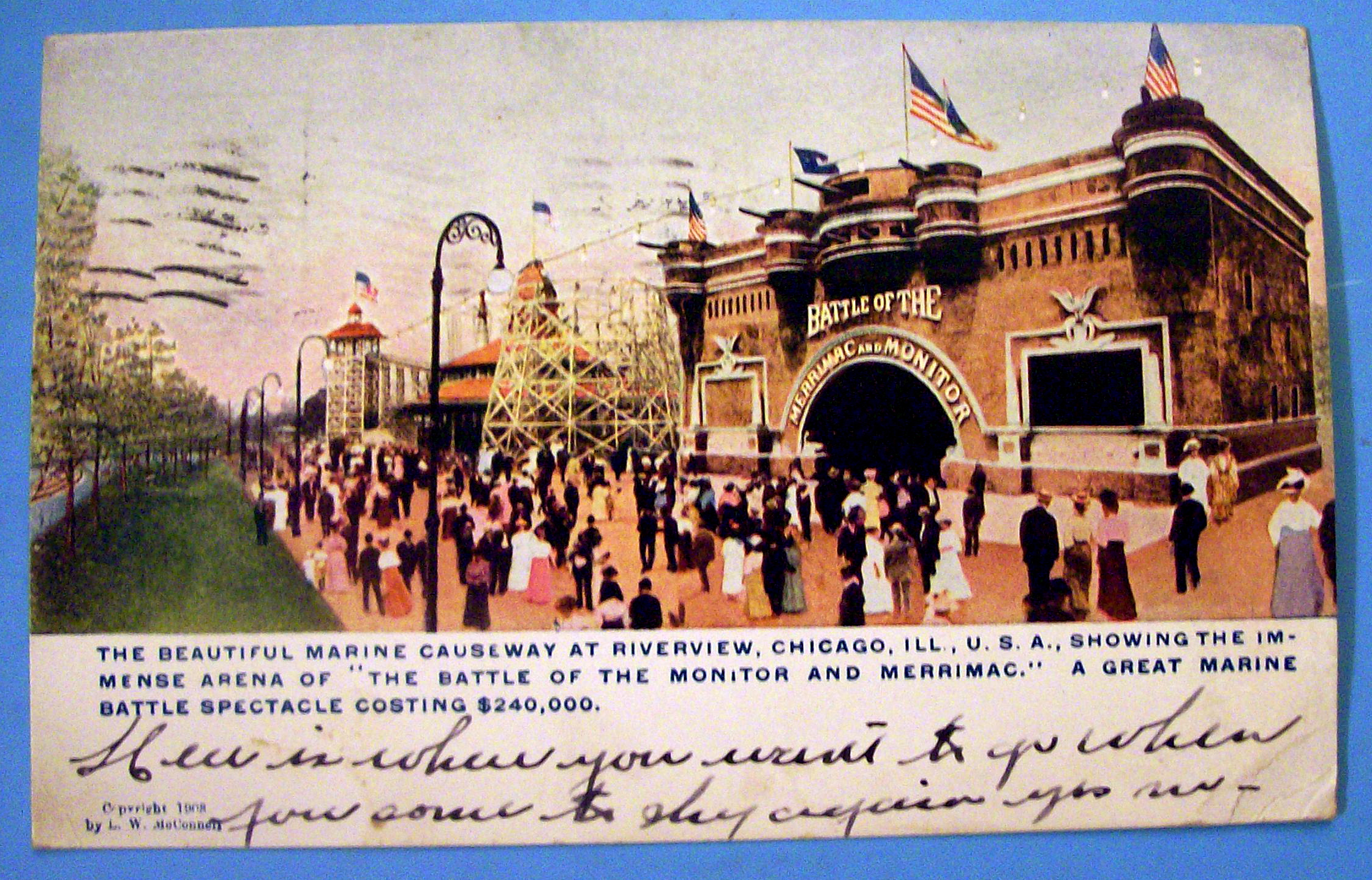 Riverview Park Marine Causeway Postcard (Marine Battle)
