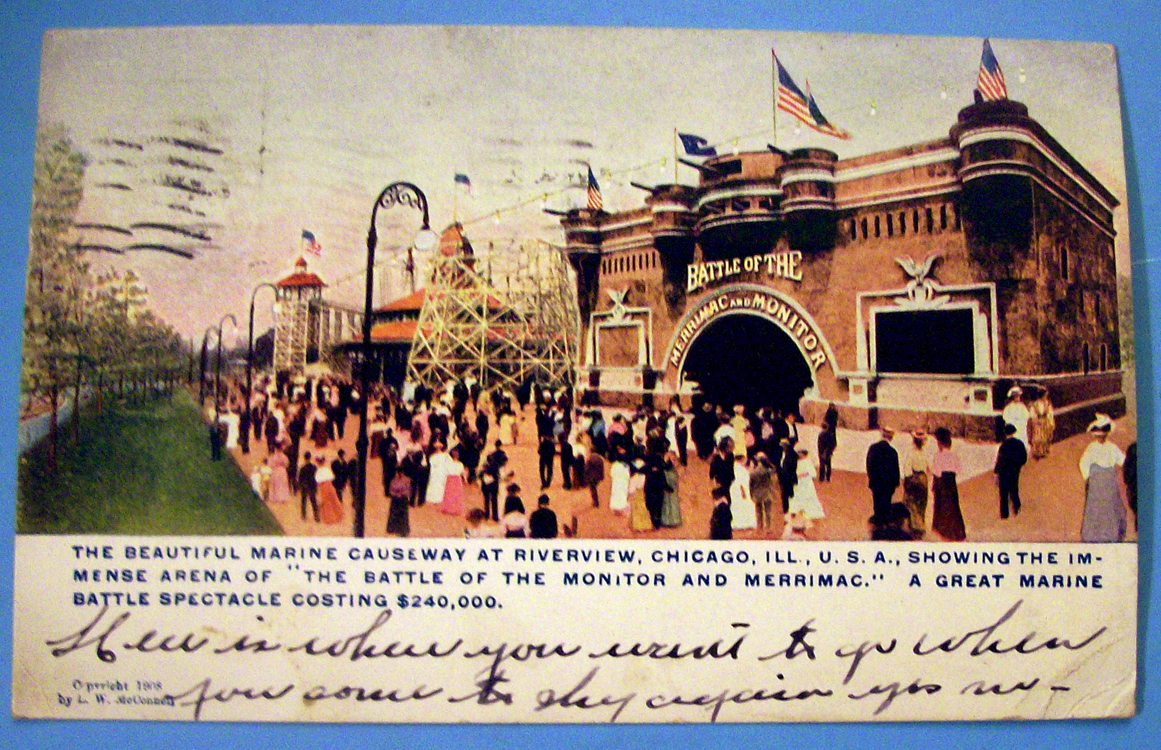 Riverview Park Marine Causeway Postcard (Marine Battle)
