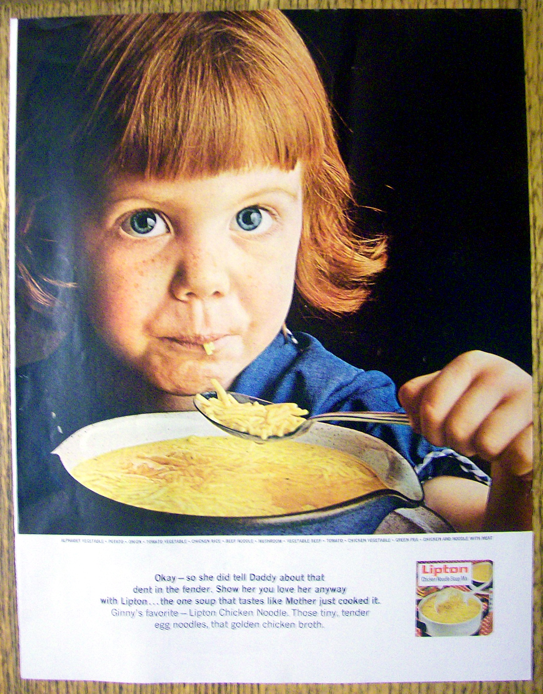 1966 Lipton Chicken Noodle Soup Mix w/Girl Eating Soup