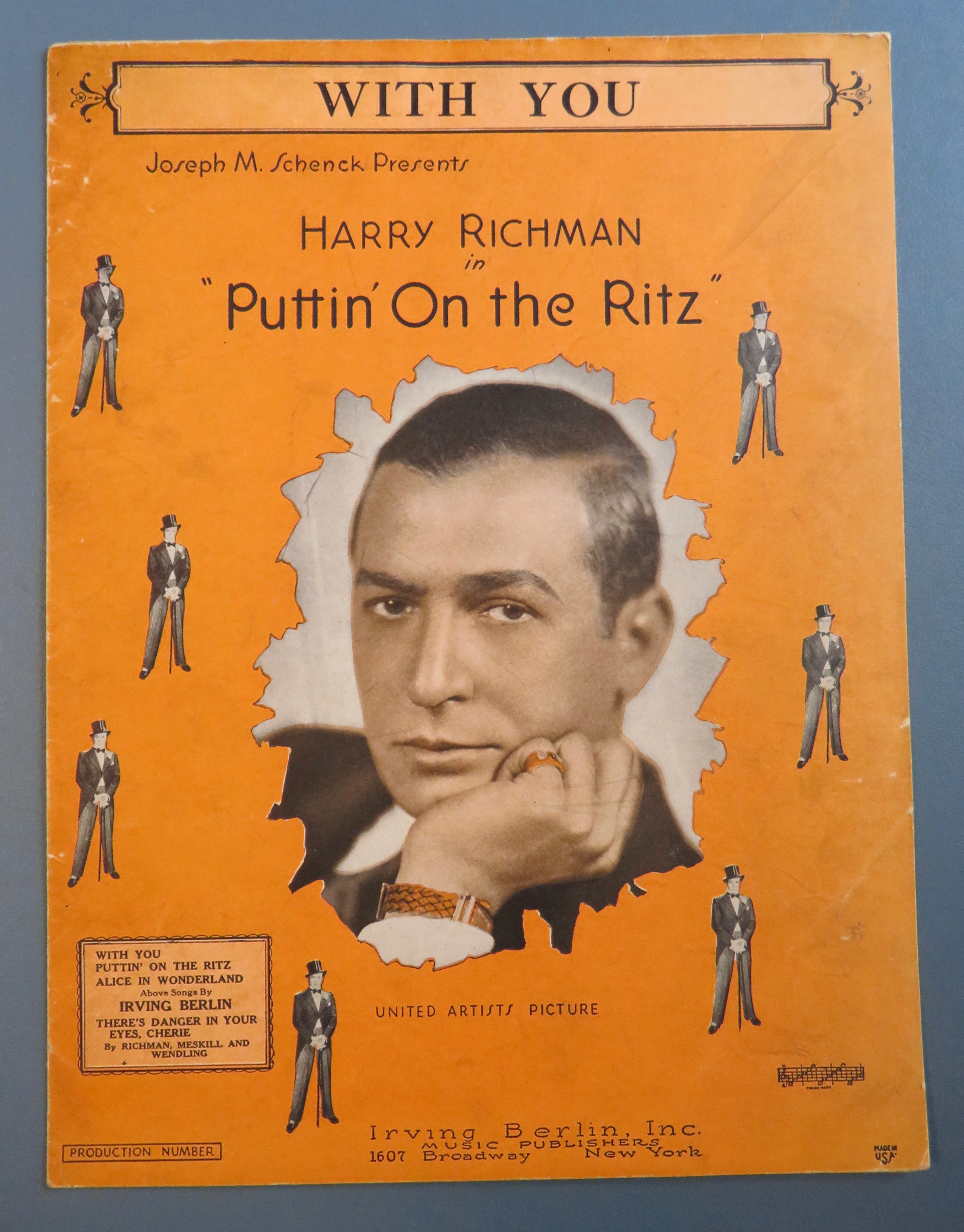 1929 With You Sheet Music Harry Richman Cover